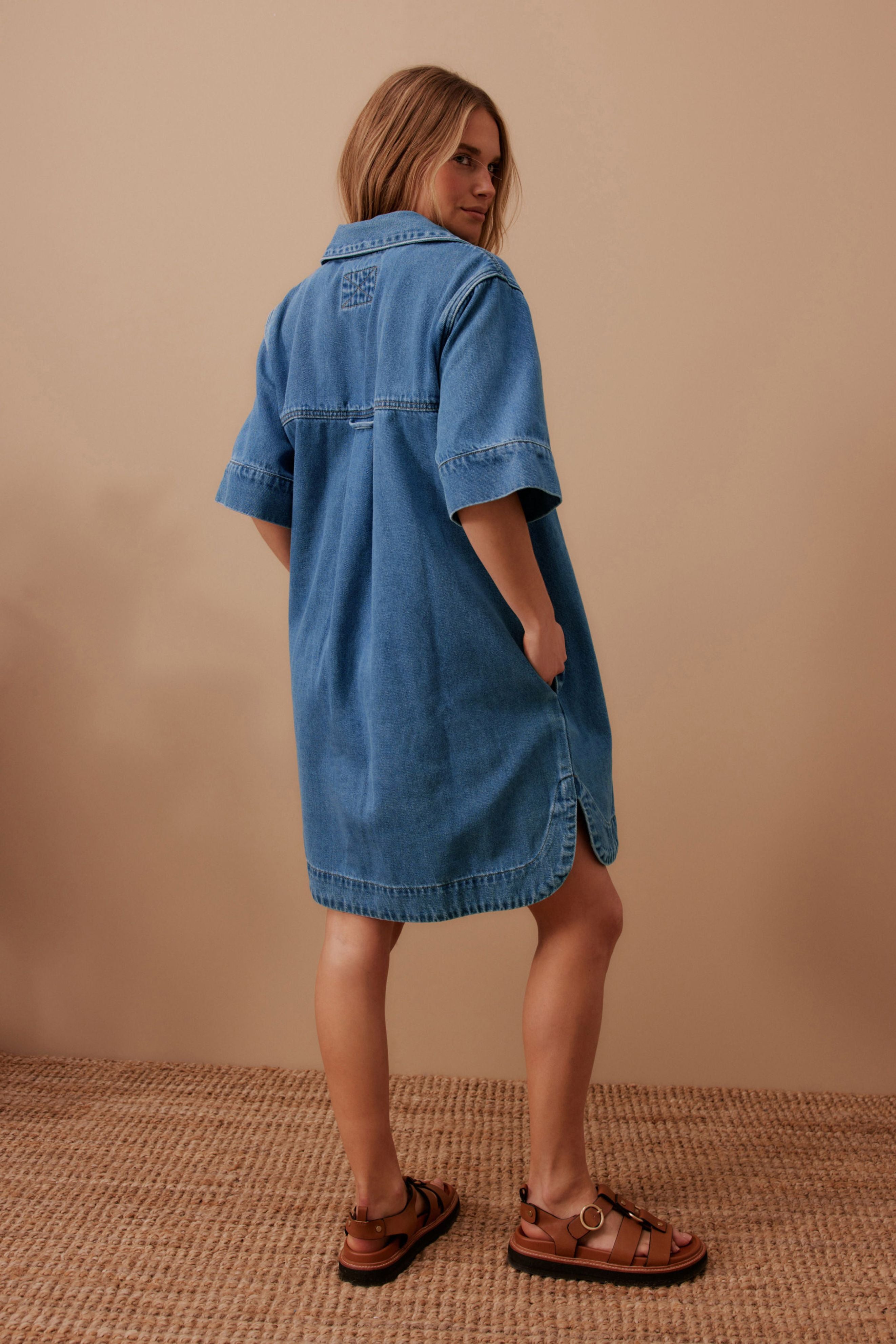 Sammy Relaxed Shirt Dress in Fresh Indigo