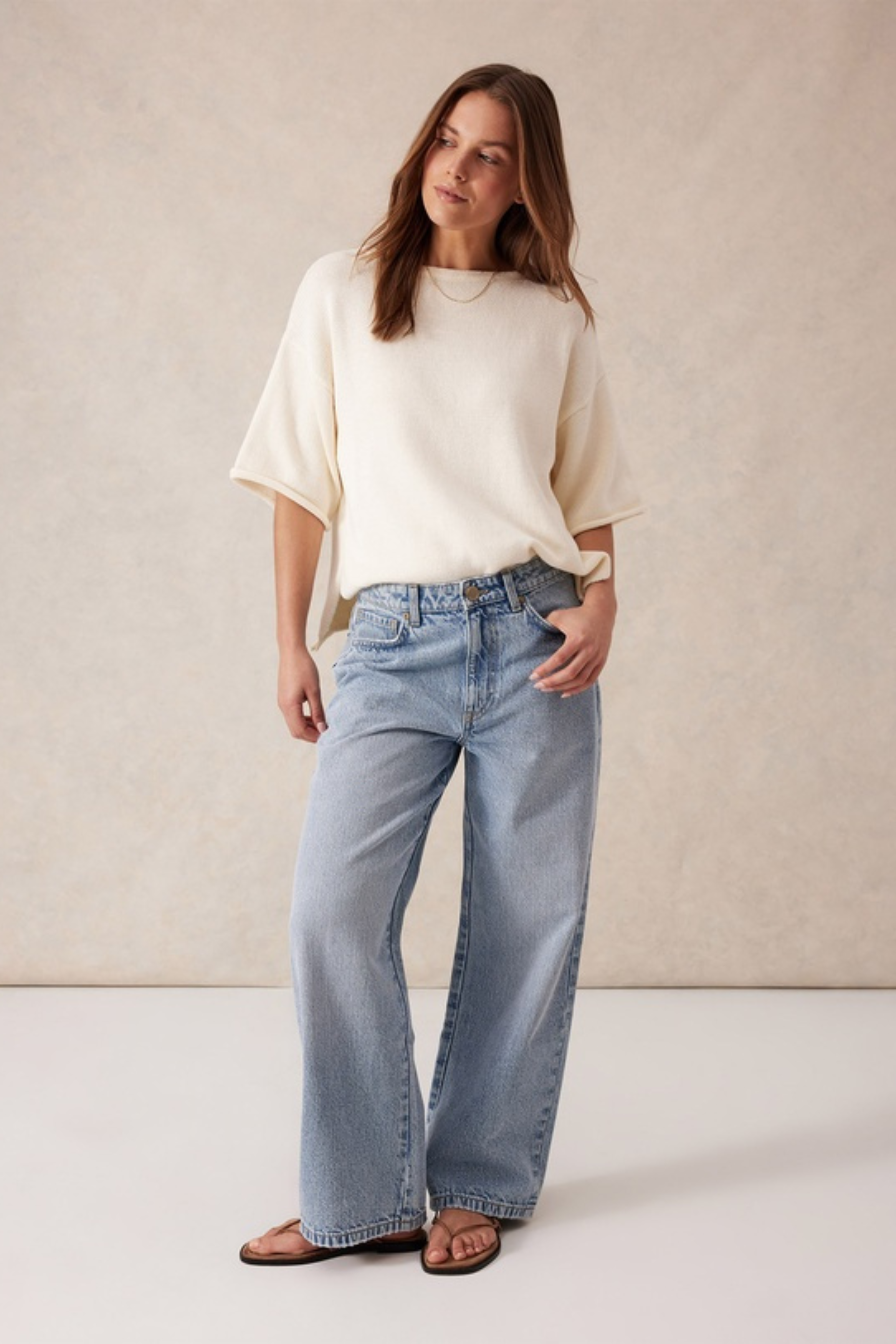 Frankie Loose Straight Jean - Mid Blue Wash