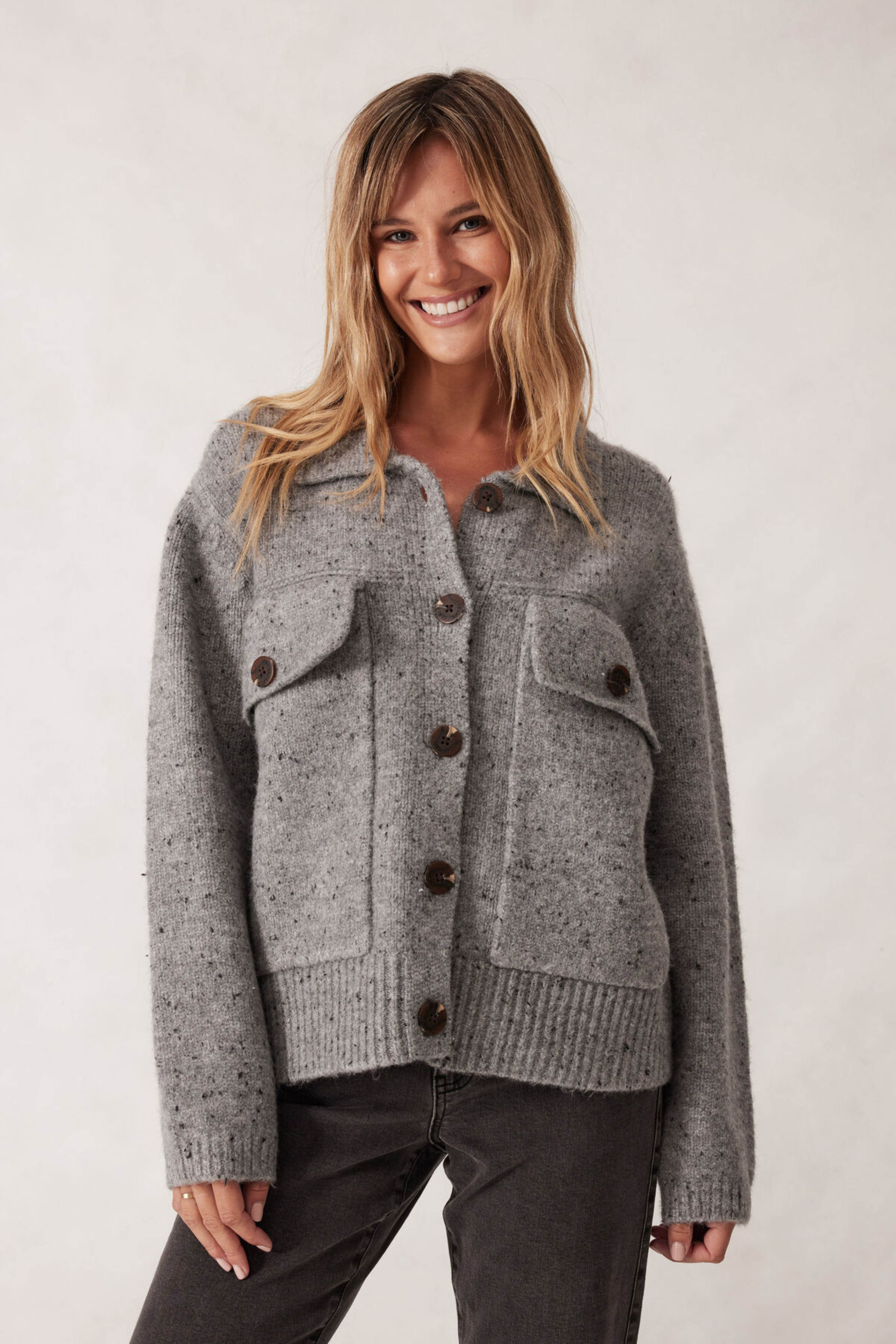 Knit Bomber Cardi - Grey