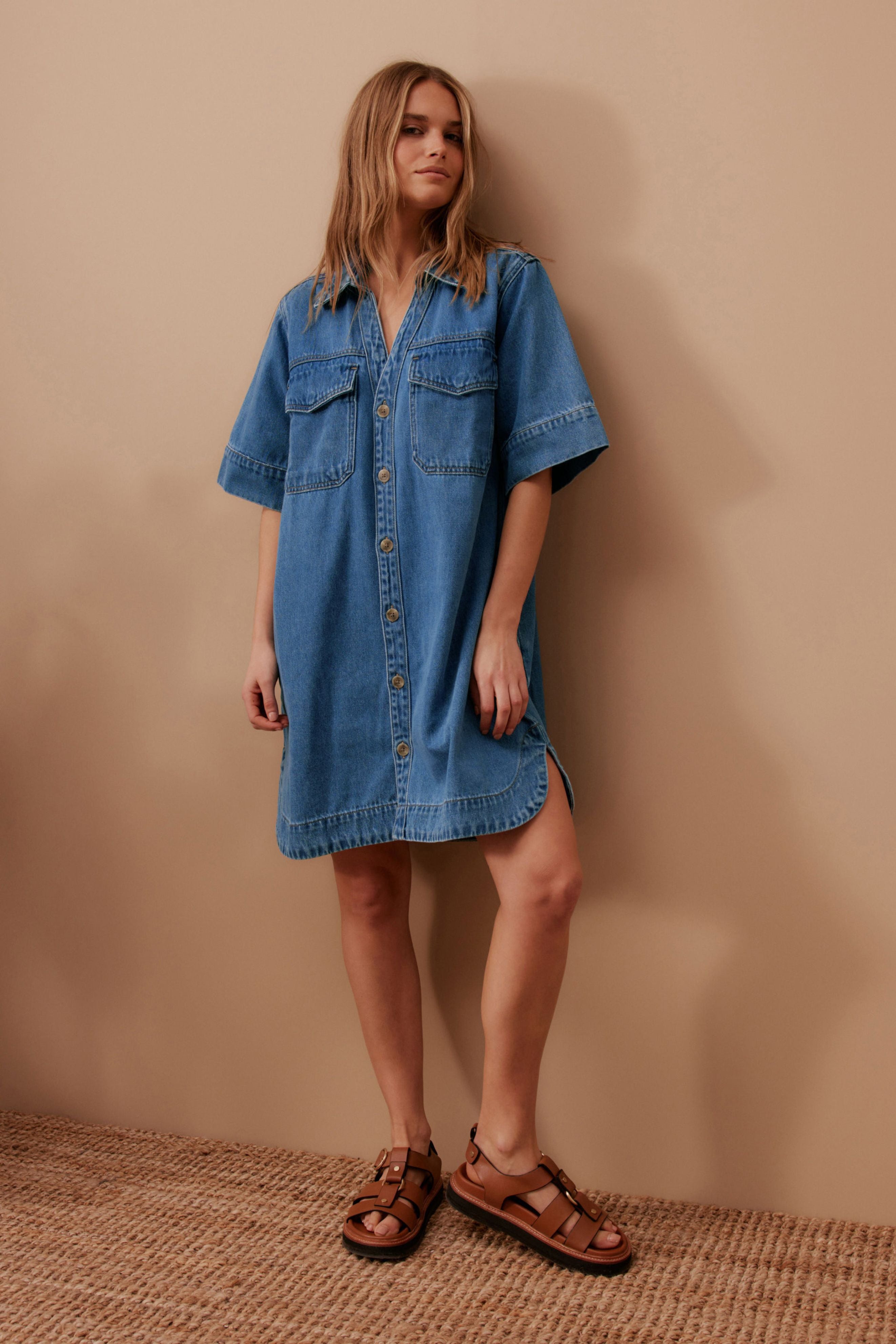 Sammy Relaxed Shirt Dress in Fresh Indigo