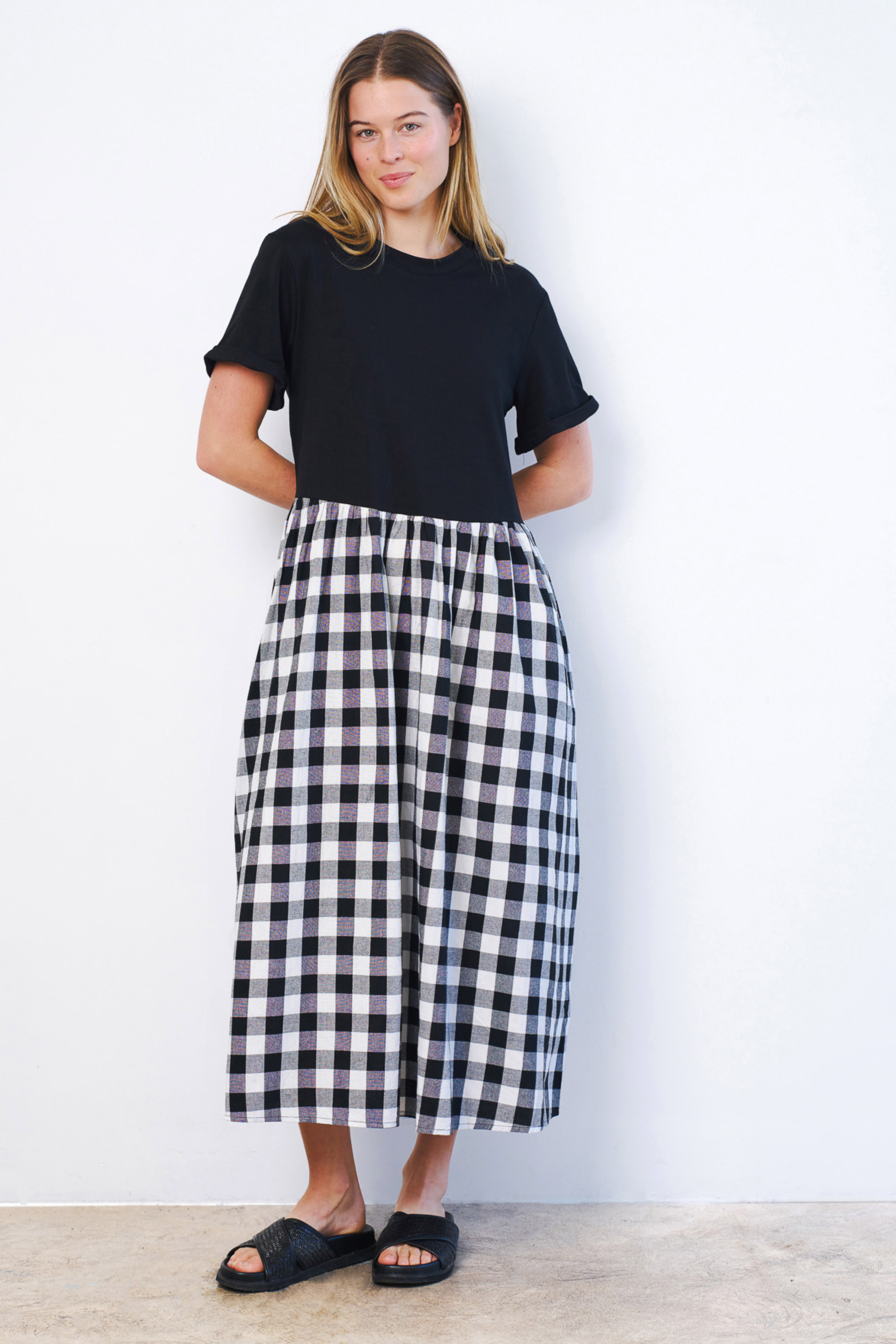 **Pre-Order** Phoebe Dress in Black and Gingham