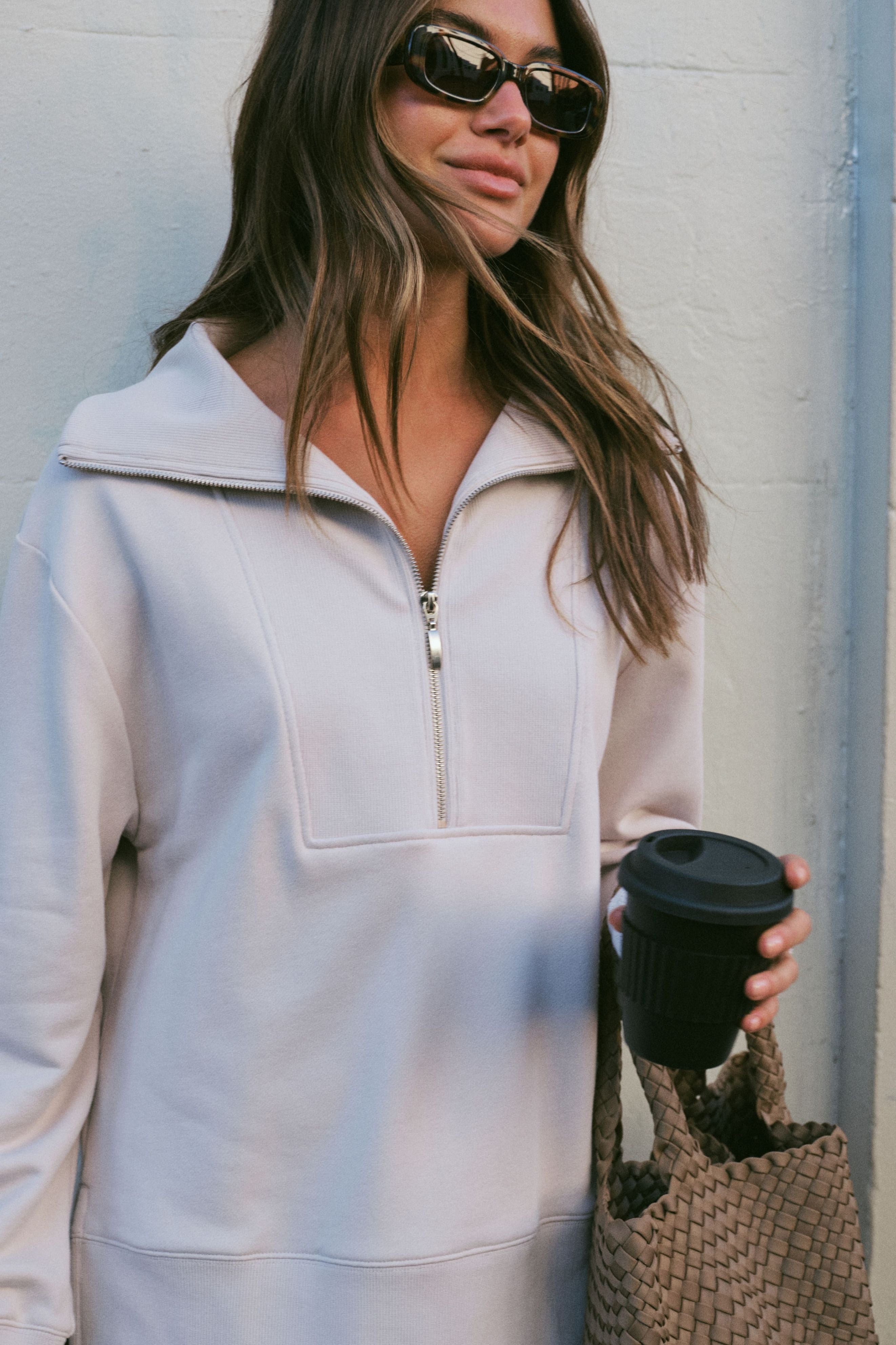 ISABELLA Half Zip Sweater in Almond