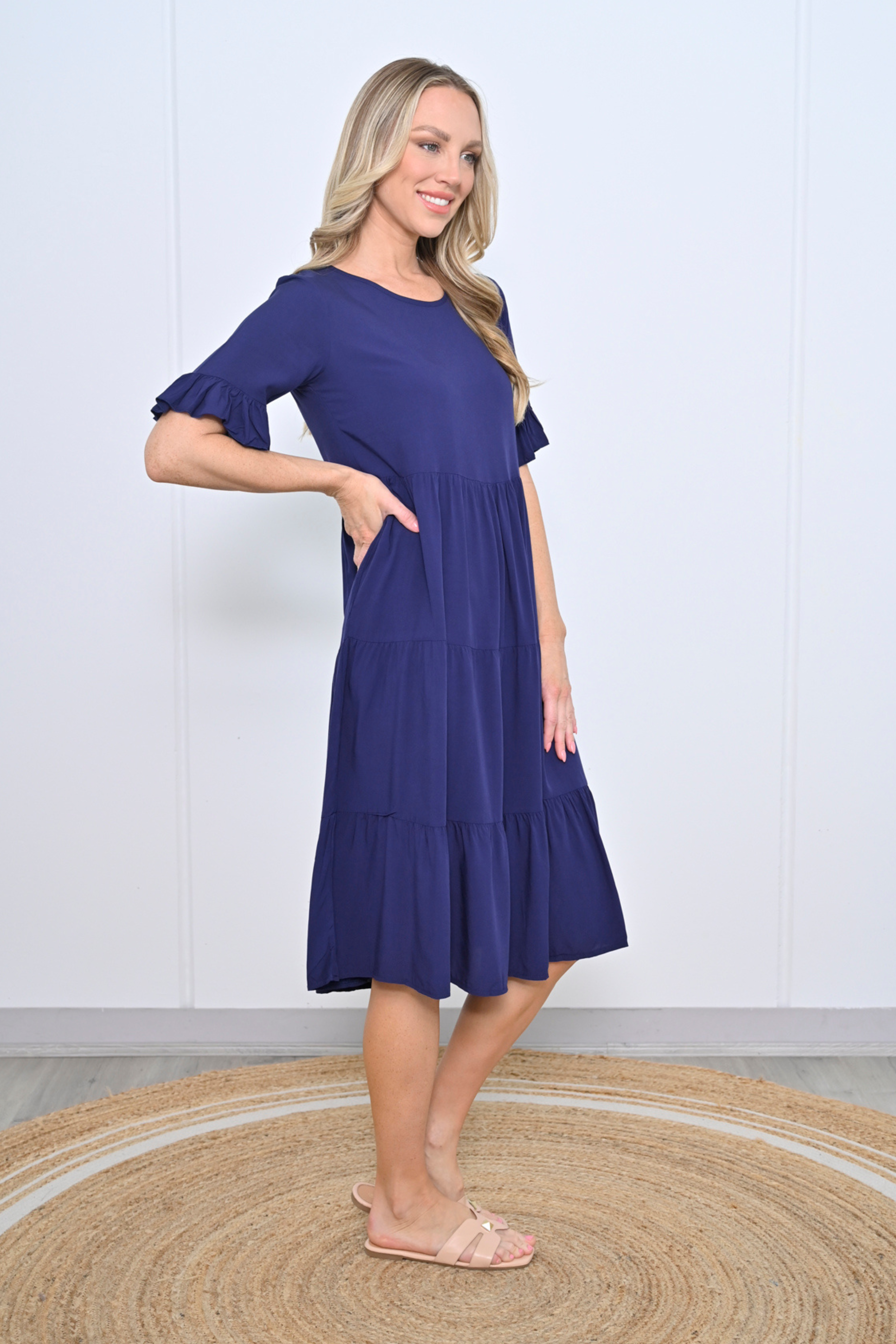 TESSA Midi Dress in Navy