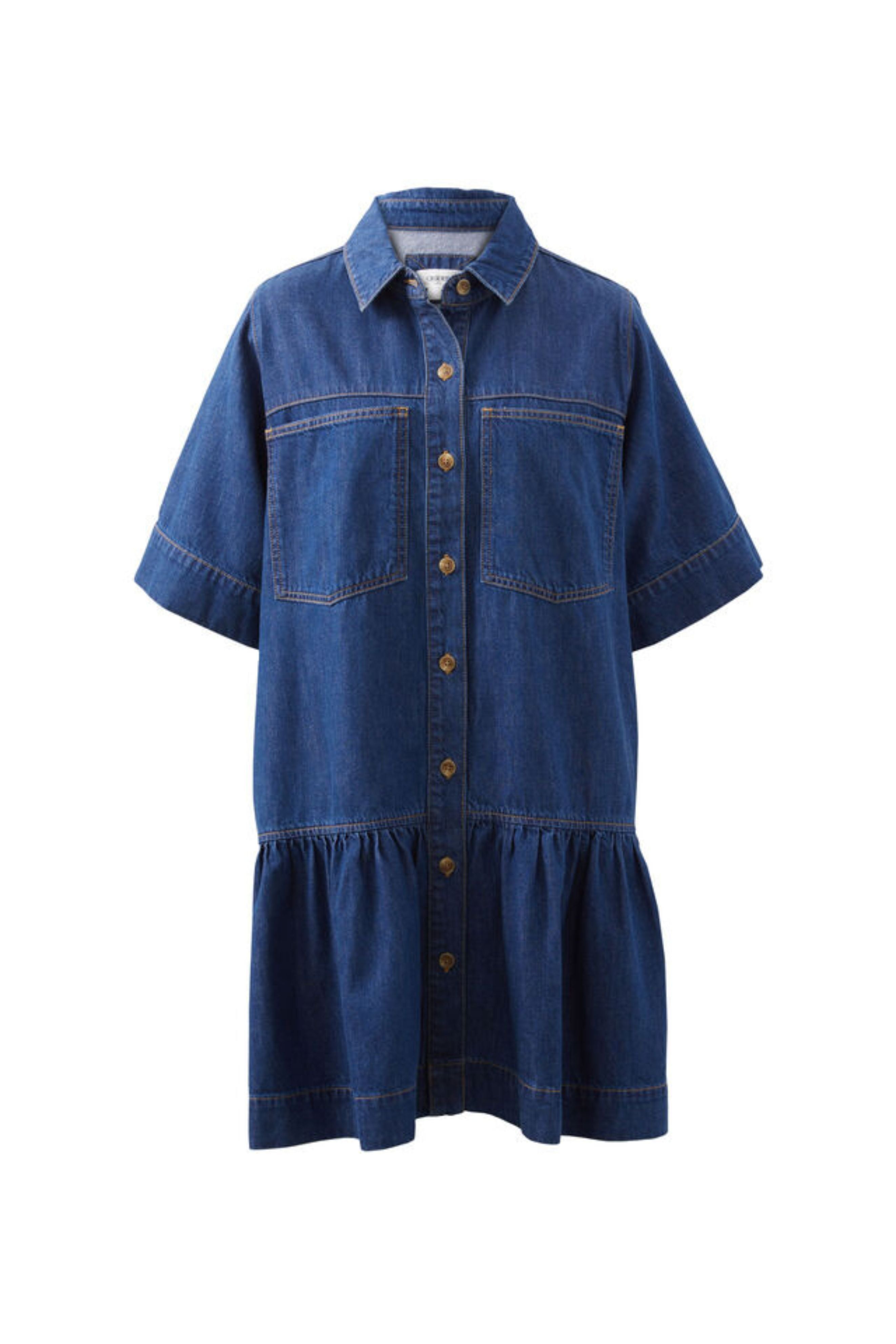 Piper Short Sleeve Tiered Pocket Shirt Dress - Midnight Blue