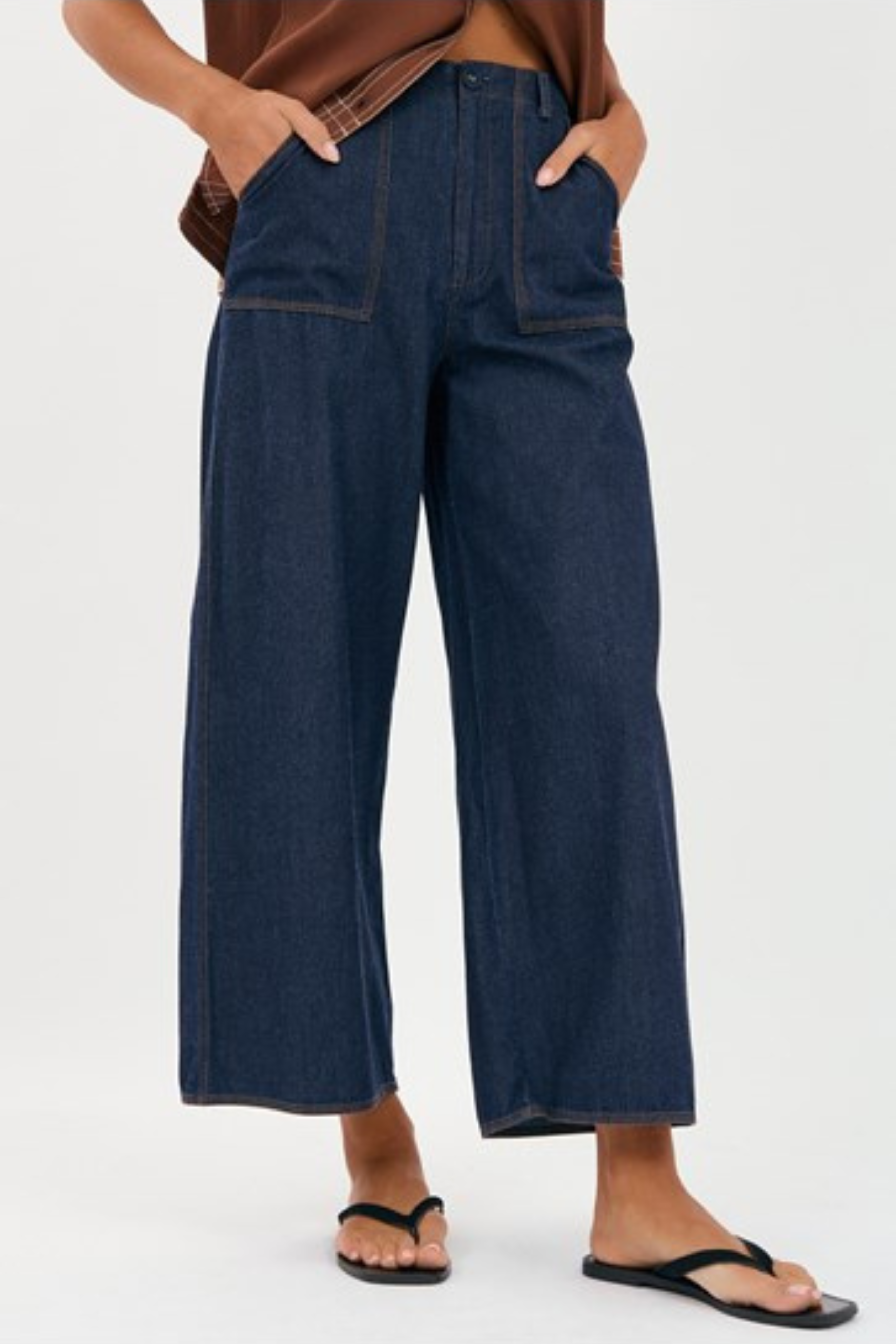 Stevie Contrast Stitch Denim Pant