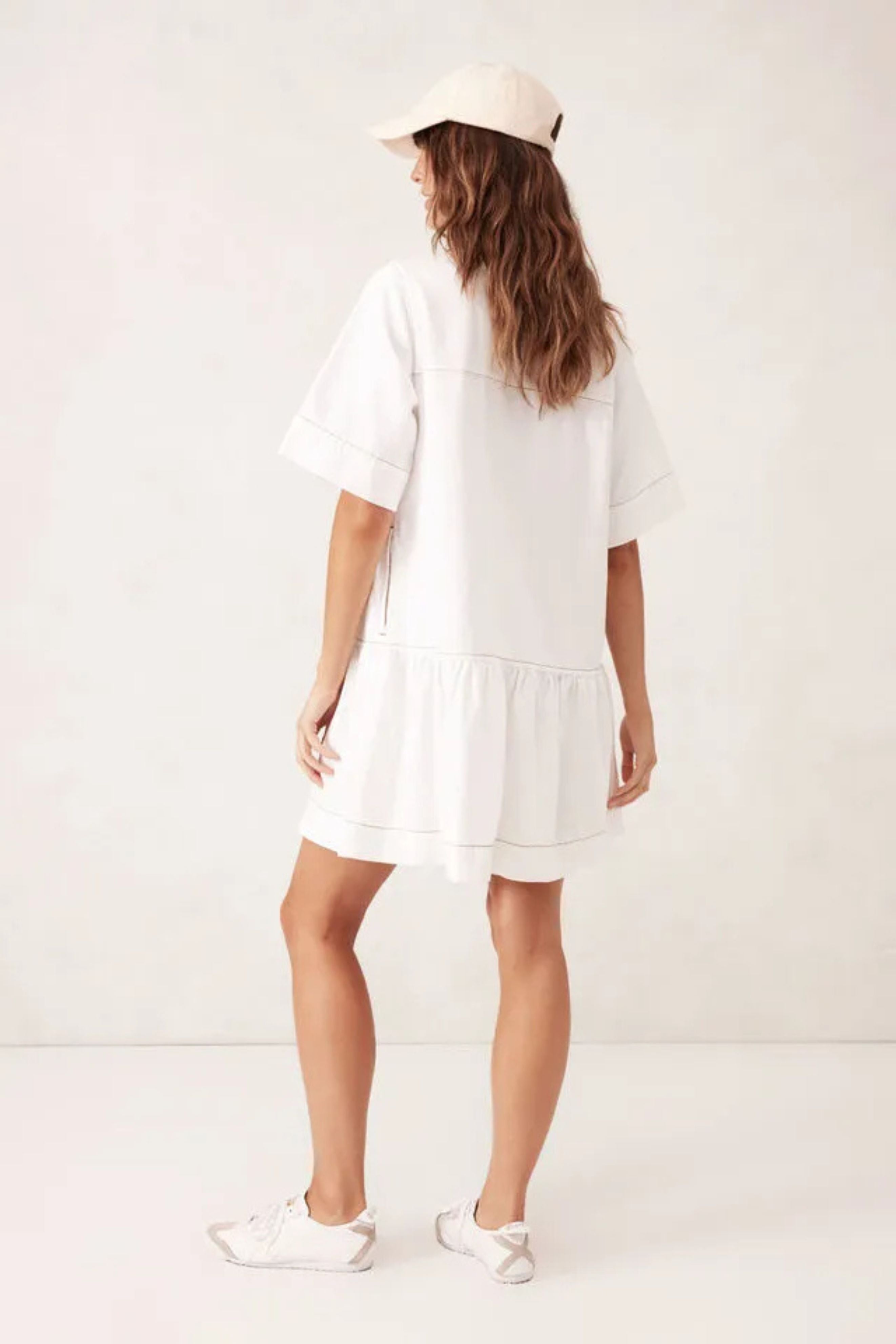 Piper Short Sleeve Tiered Pocket Shirt Dress - Fresh Ecru