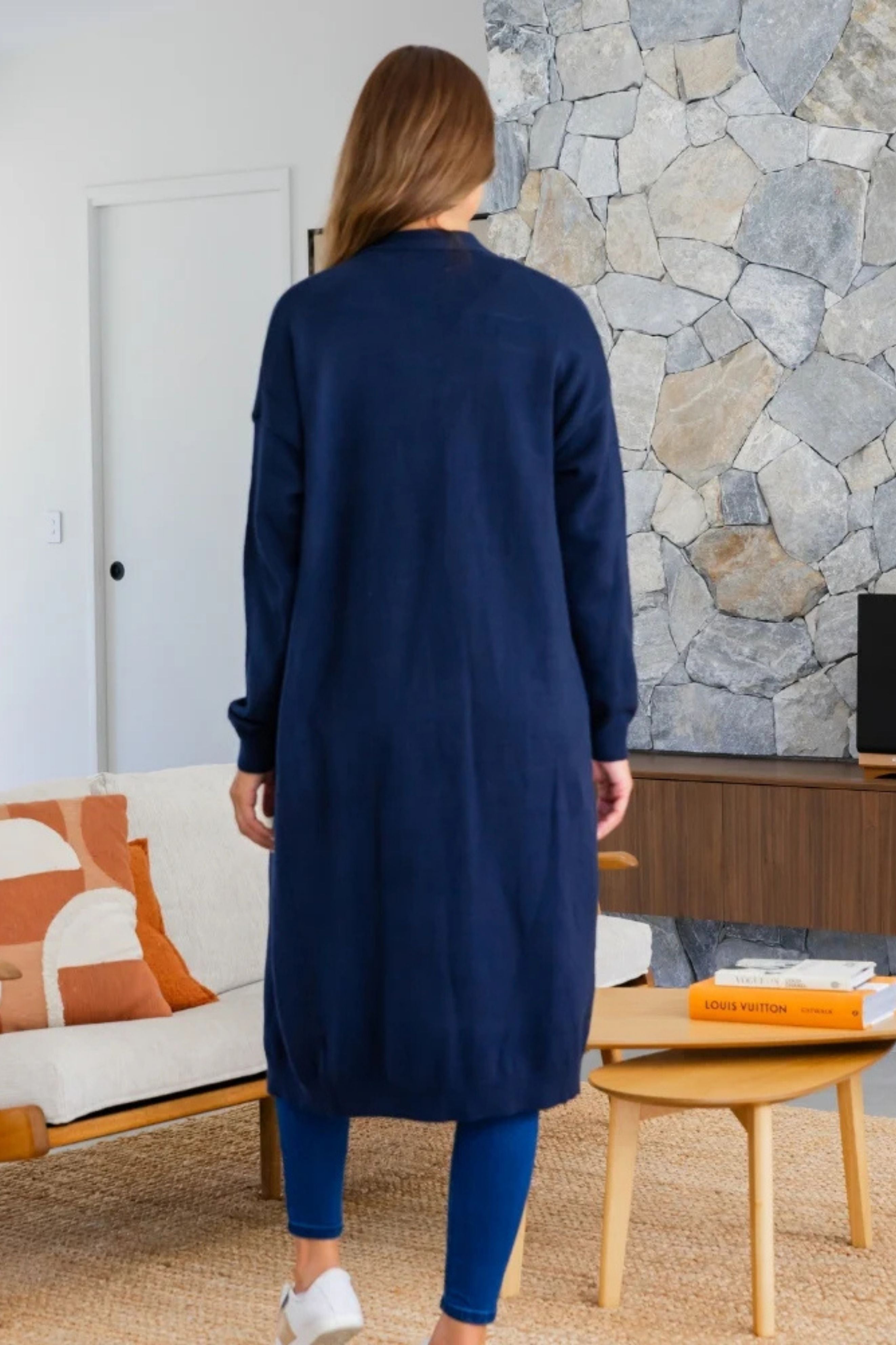 CARLIE Longline Cardigan in Navy