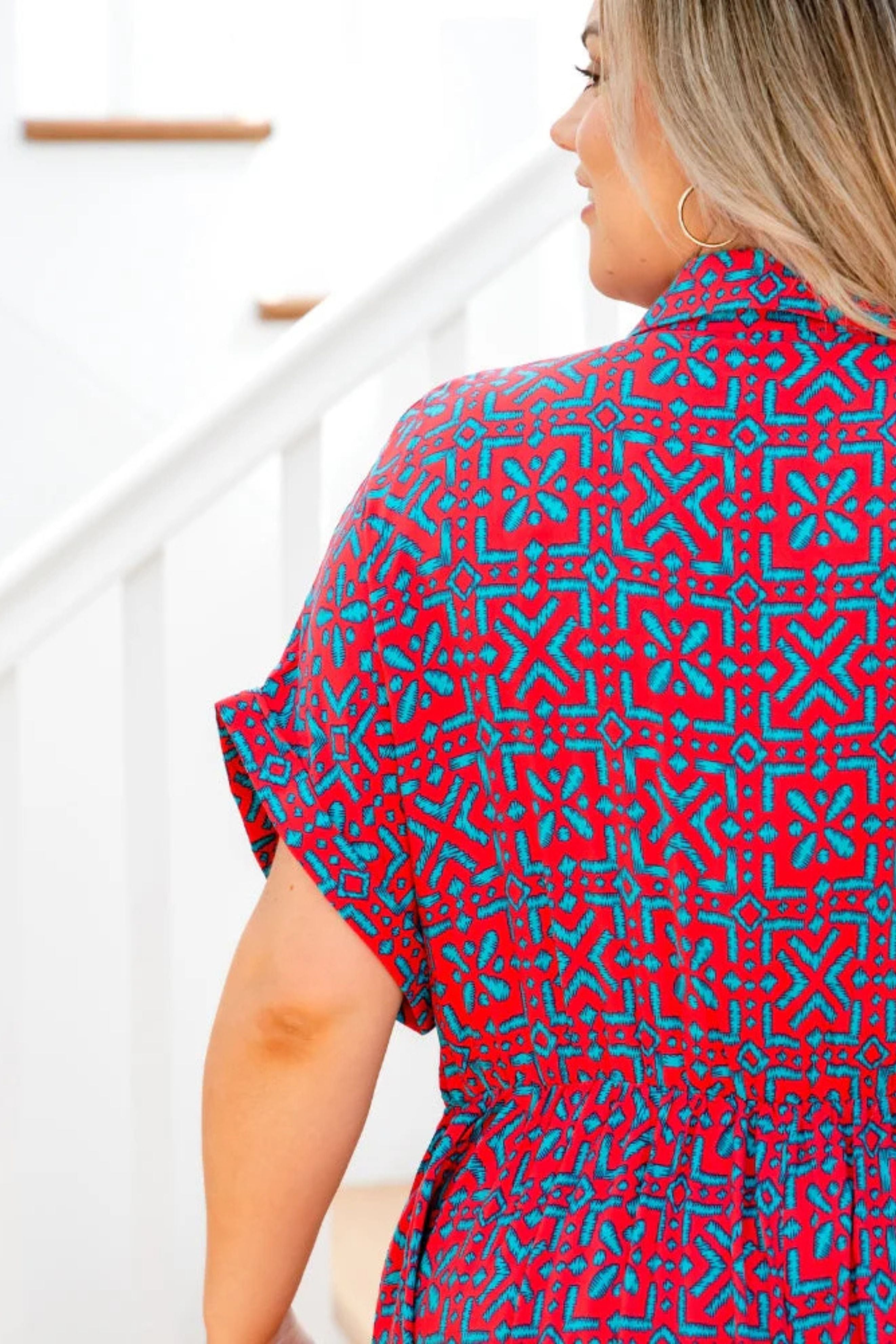 Juno Dress in Pink and Turquoise