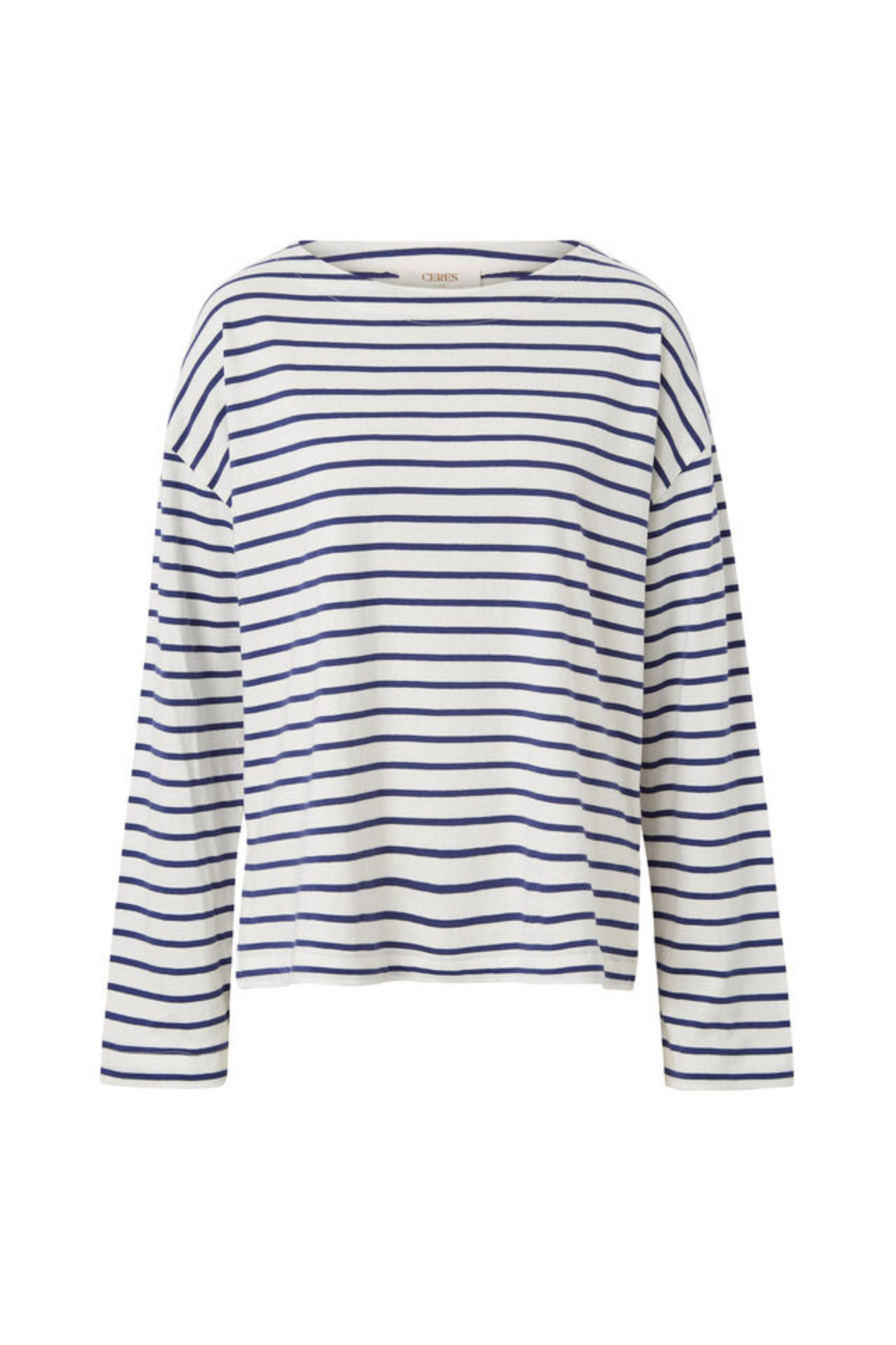 Slouchy Long Sleeve Boat Neck - Blue and White