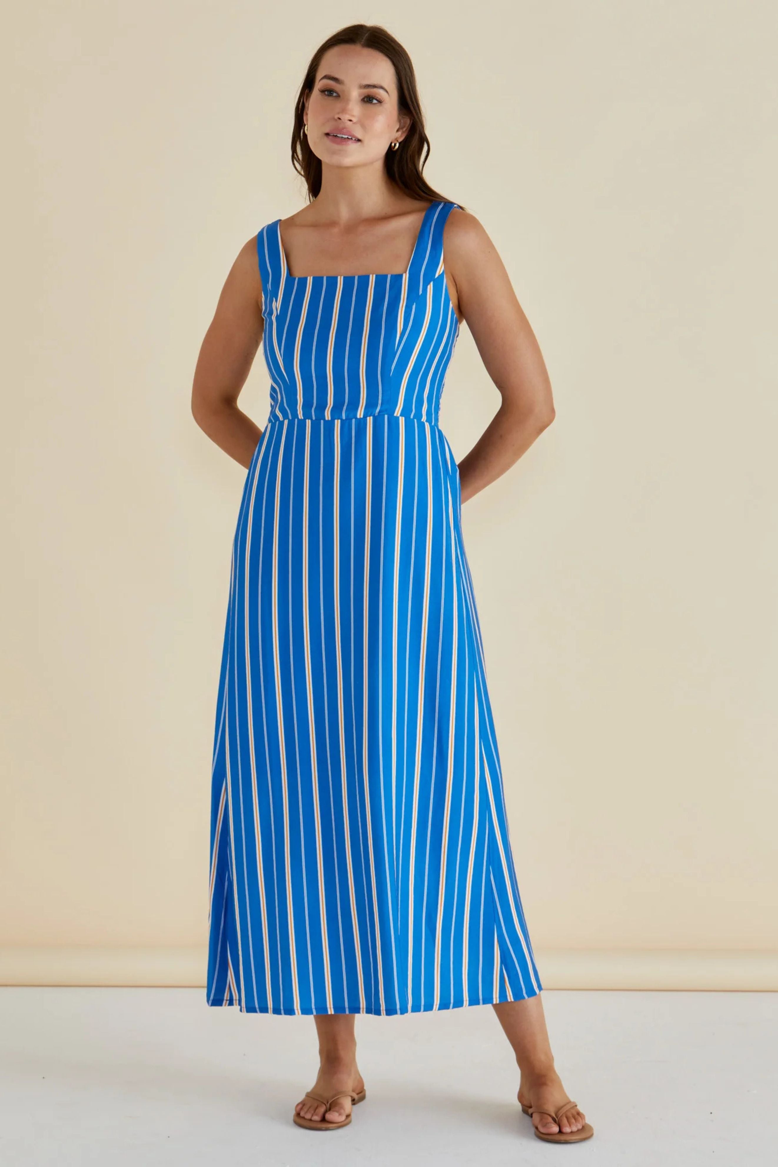 Avery Dress in Blue Stripe