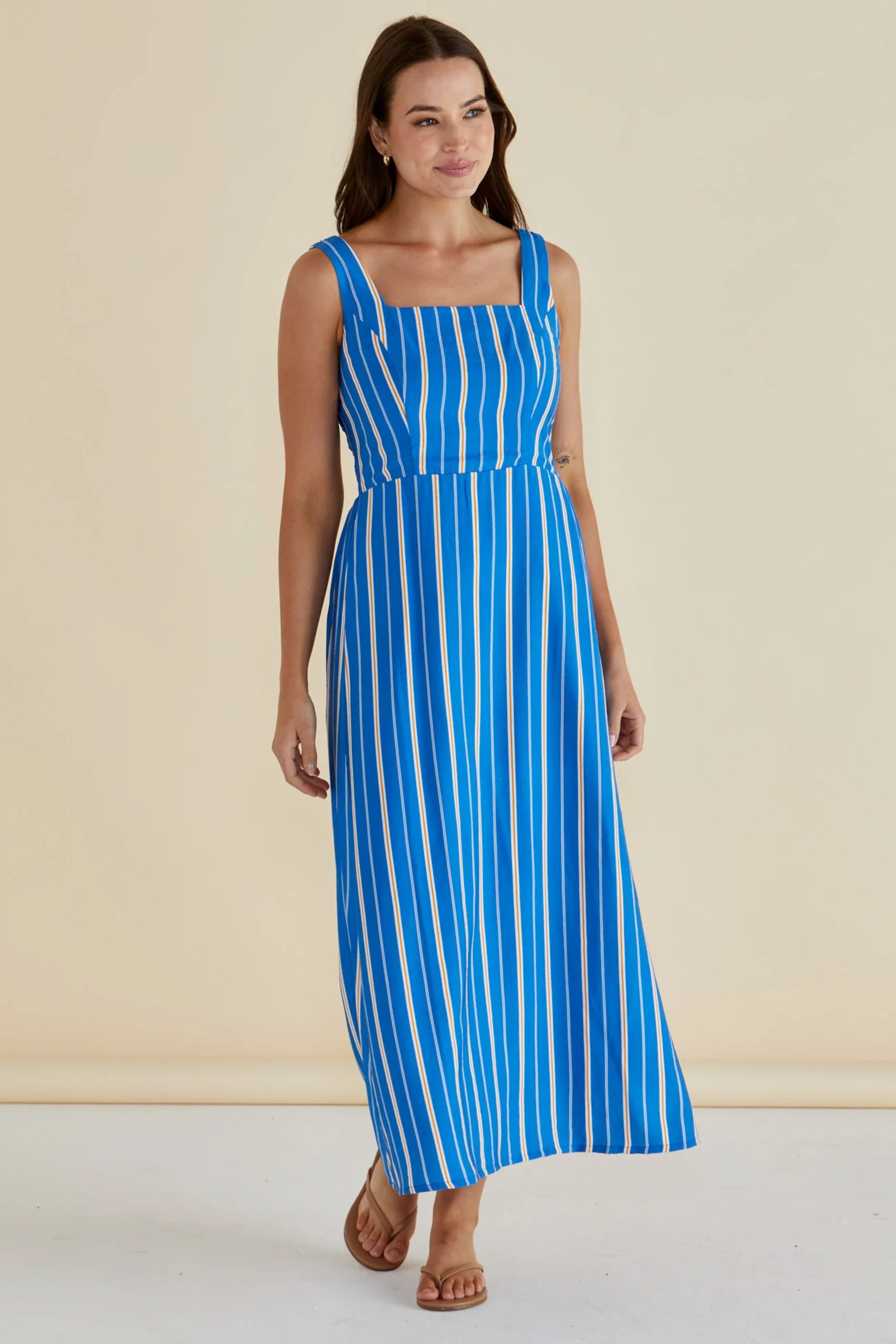 Avery Dress in Blue Stripe