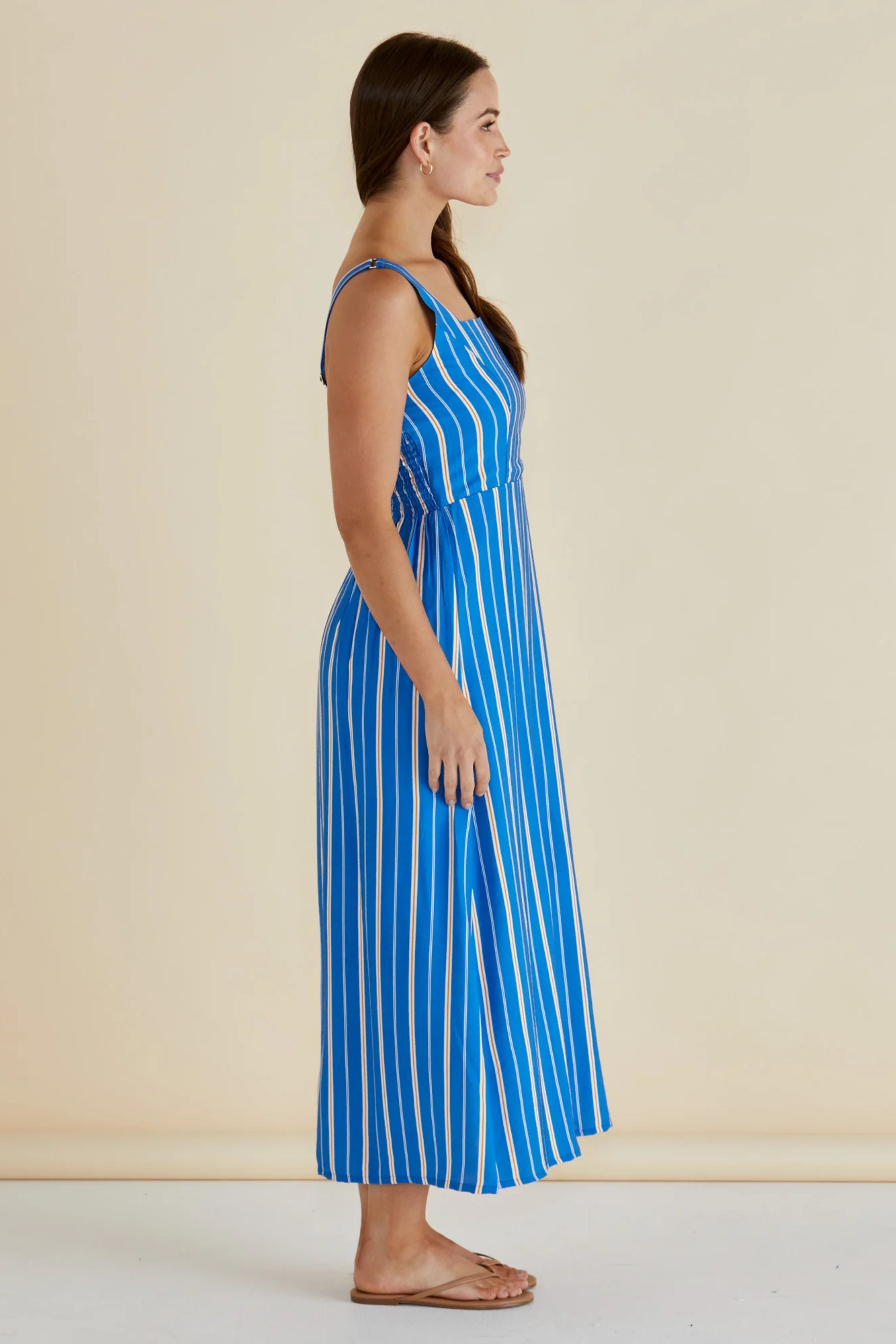 Avery Dress in Blue Stripe