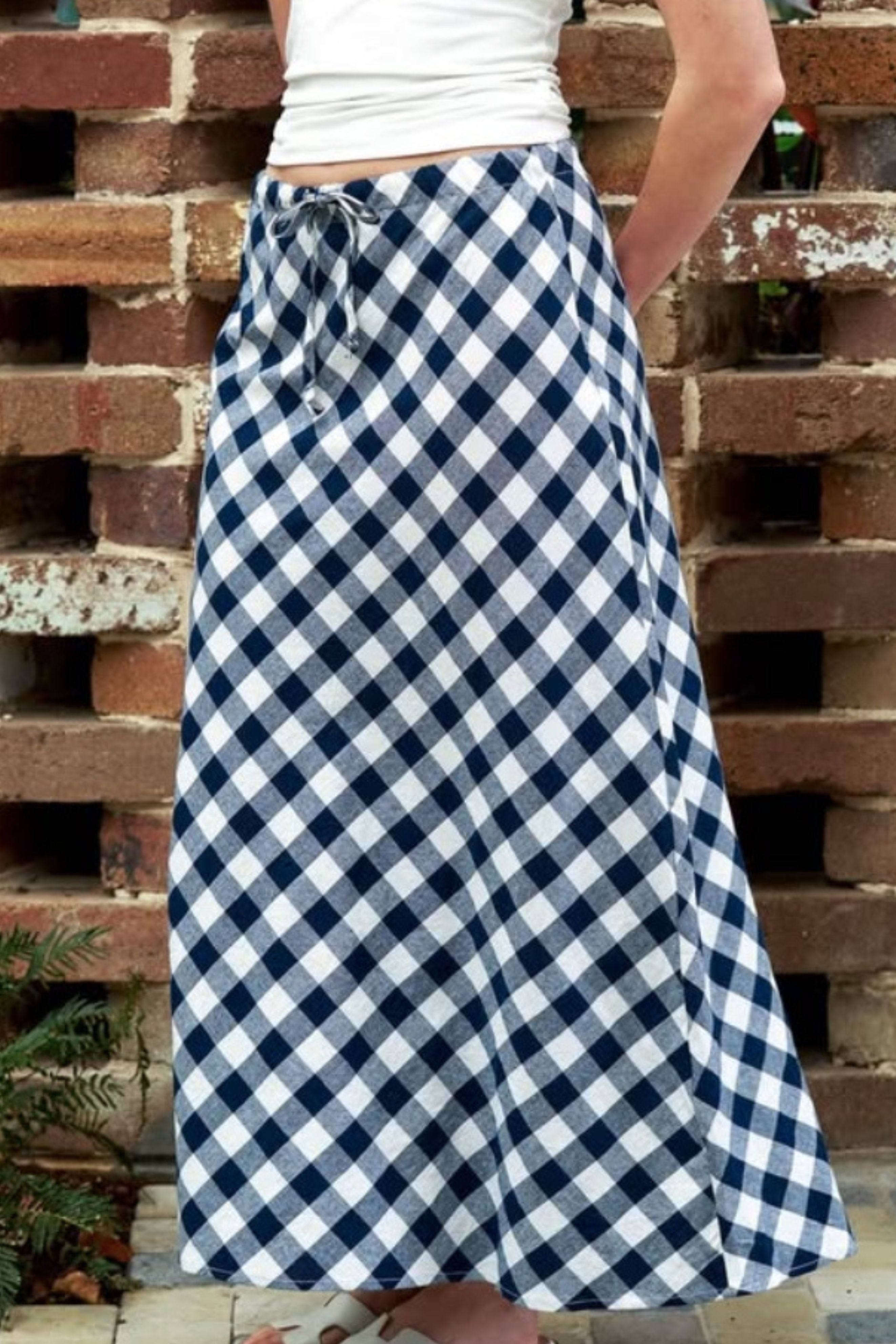 Sophie Skirt in Navy and White Gingham