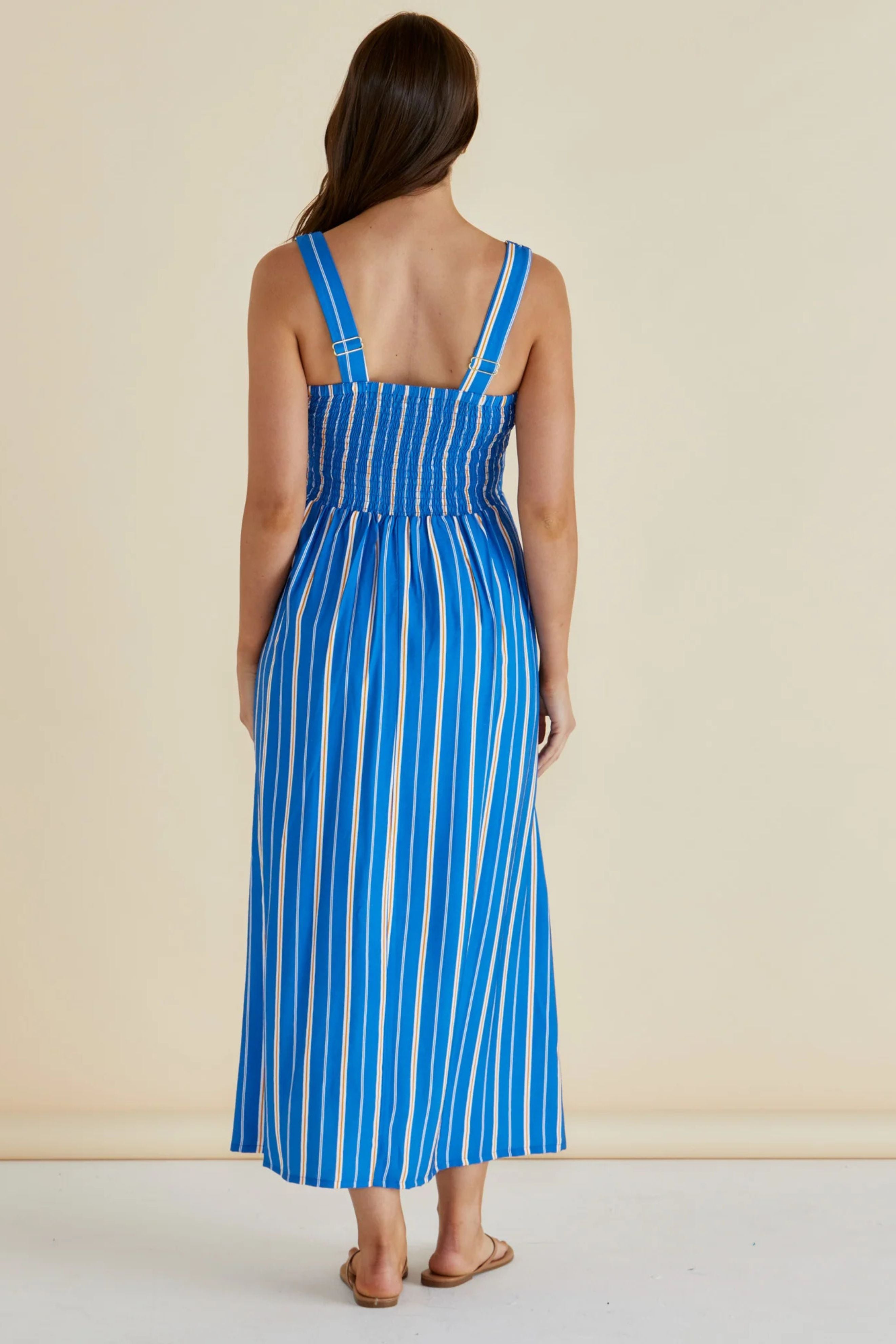 Avery Dress in Blue Stripe