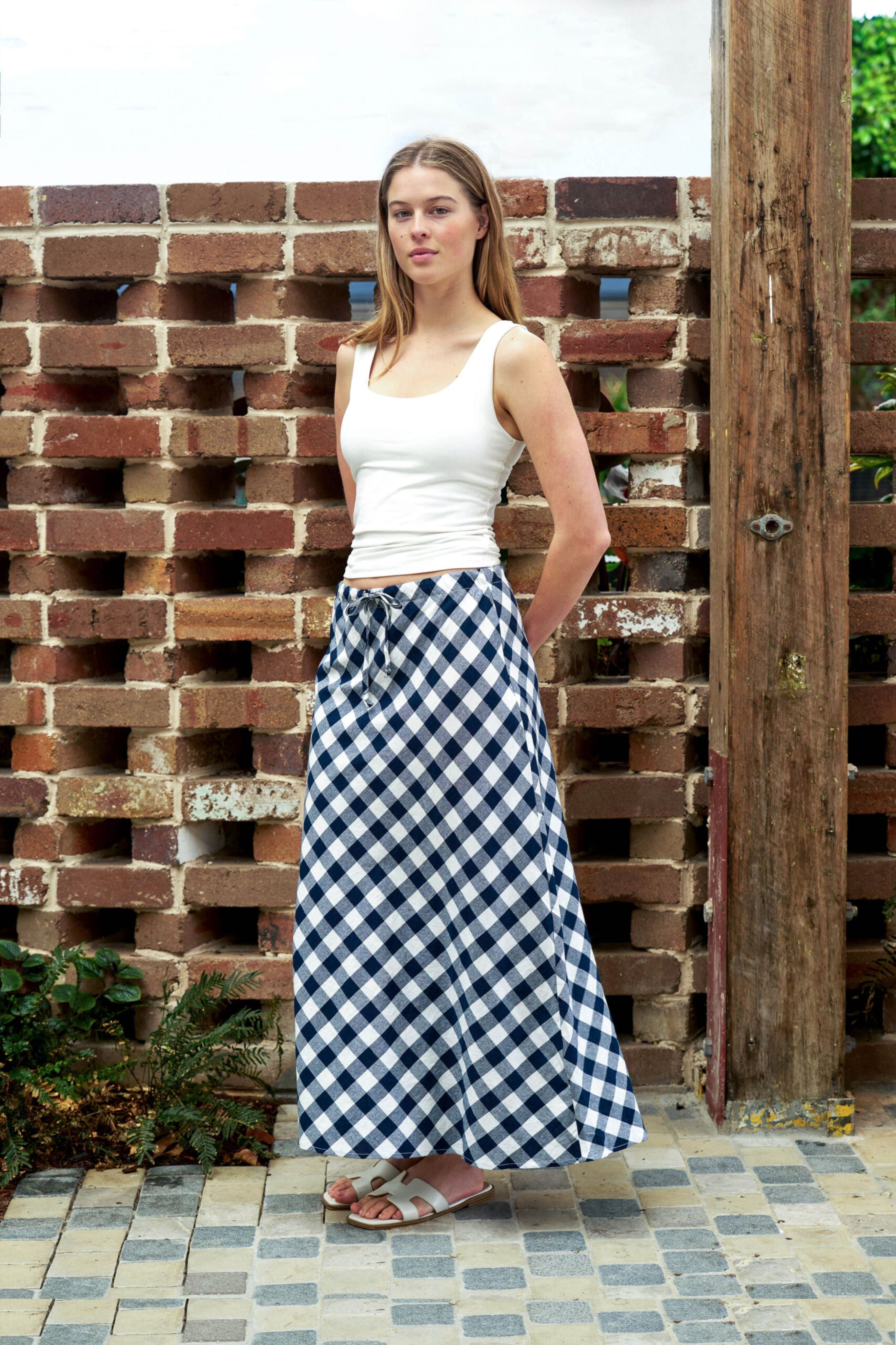 Sophie Skirt in Navy and White Gingham