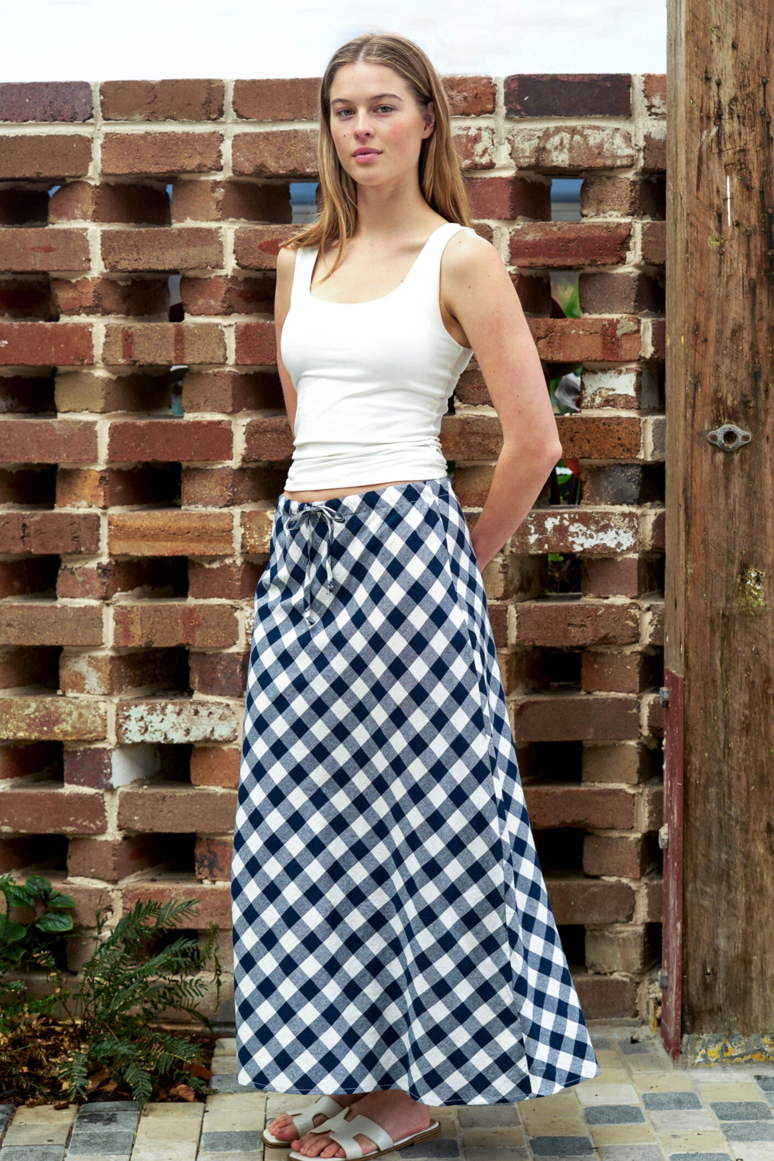 Sophie Skirt in Navy and White Gingham