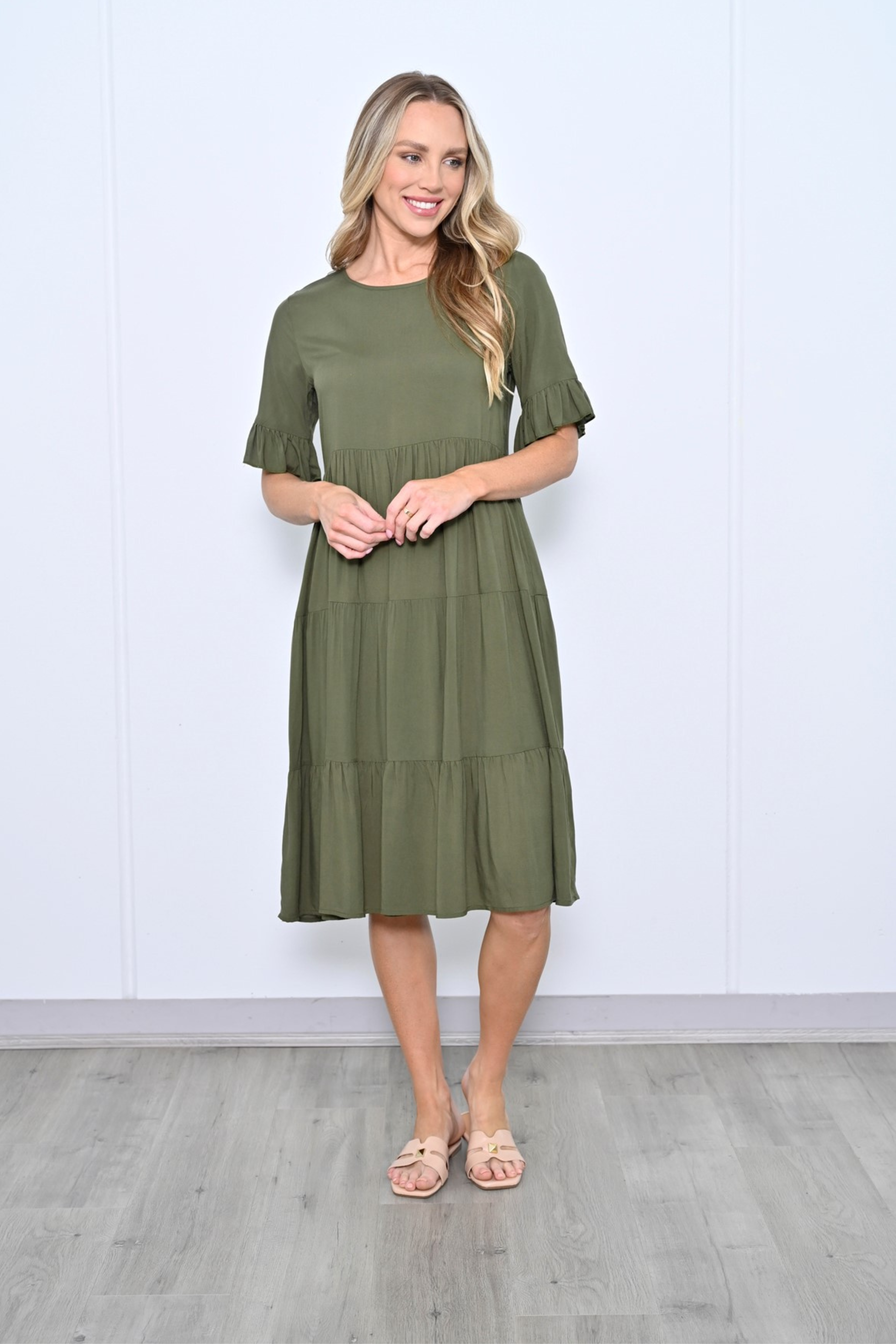 TESSA Midi Dress in Khaki