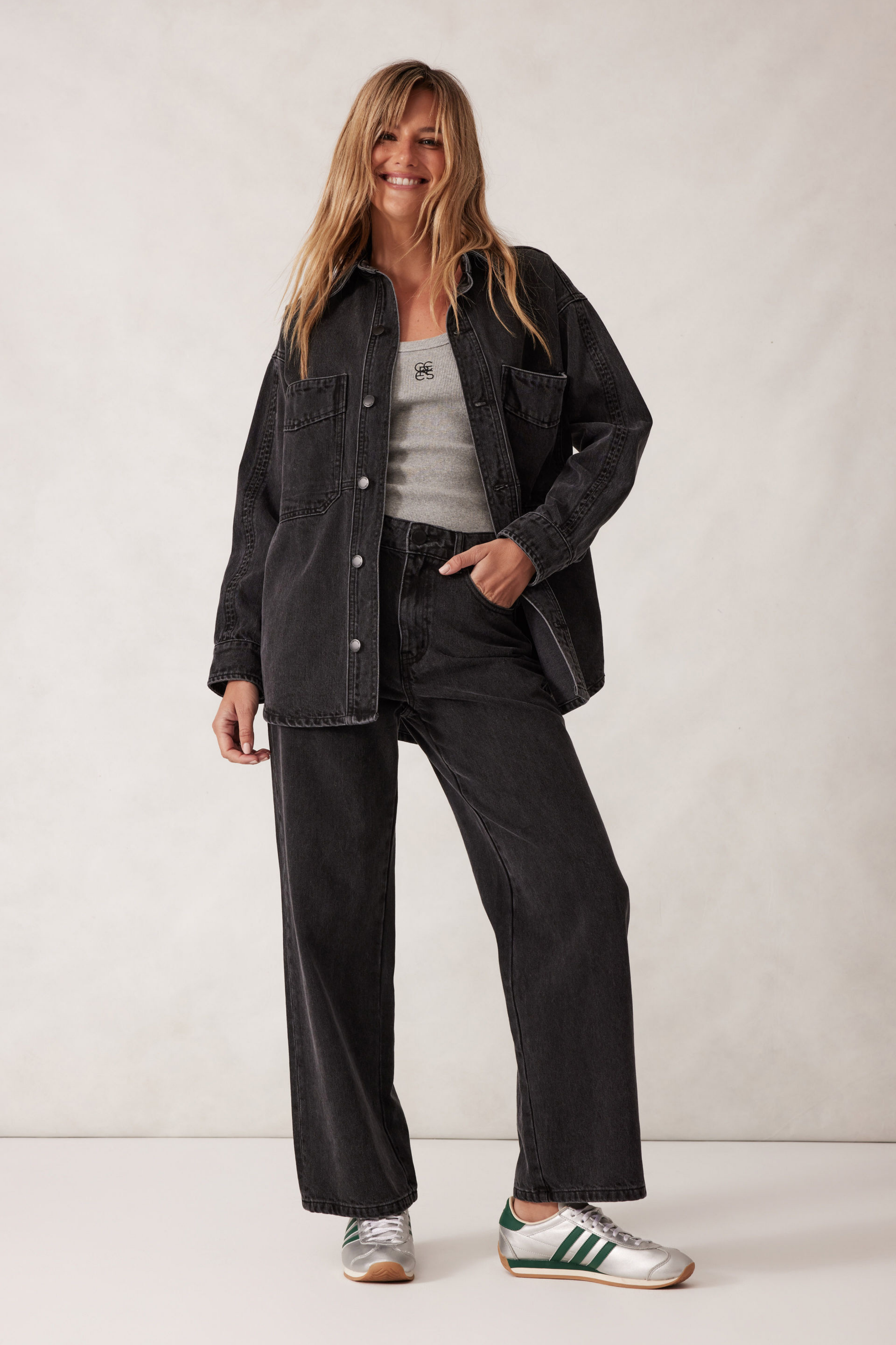 Bobbi Side Pocket Denim Shacket - Washed Black