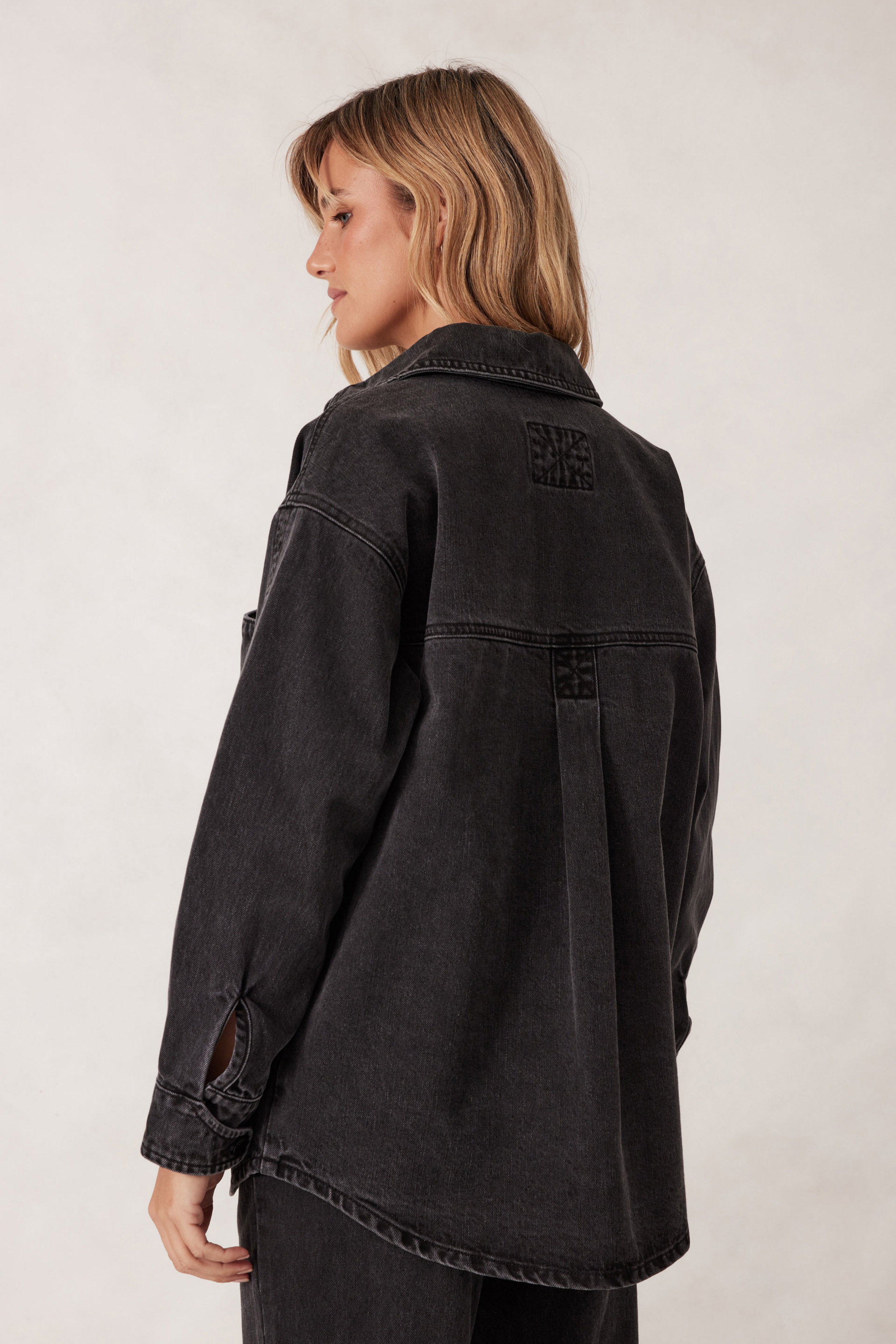 Bobbi Side Pocket Denim Shacket - Washed Black