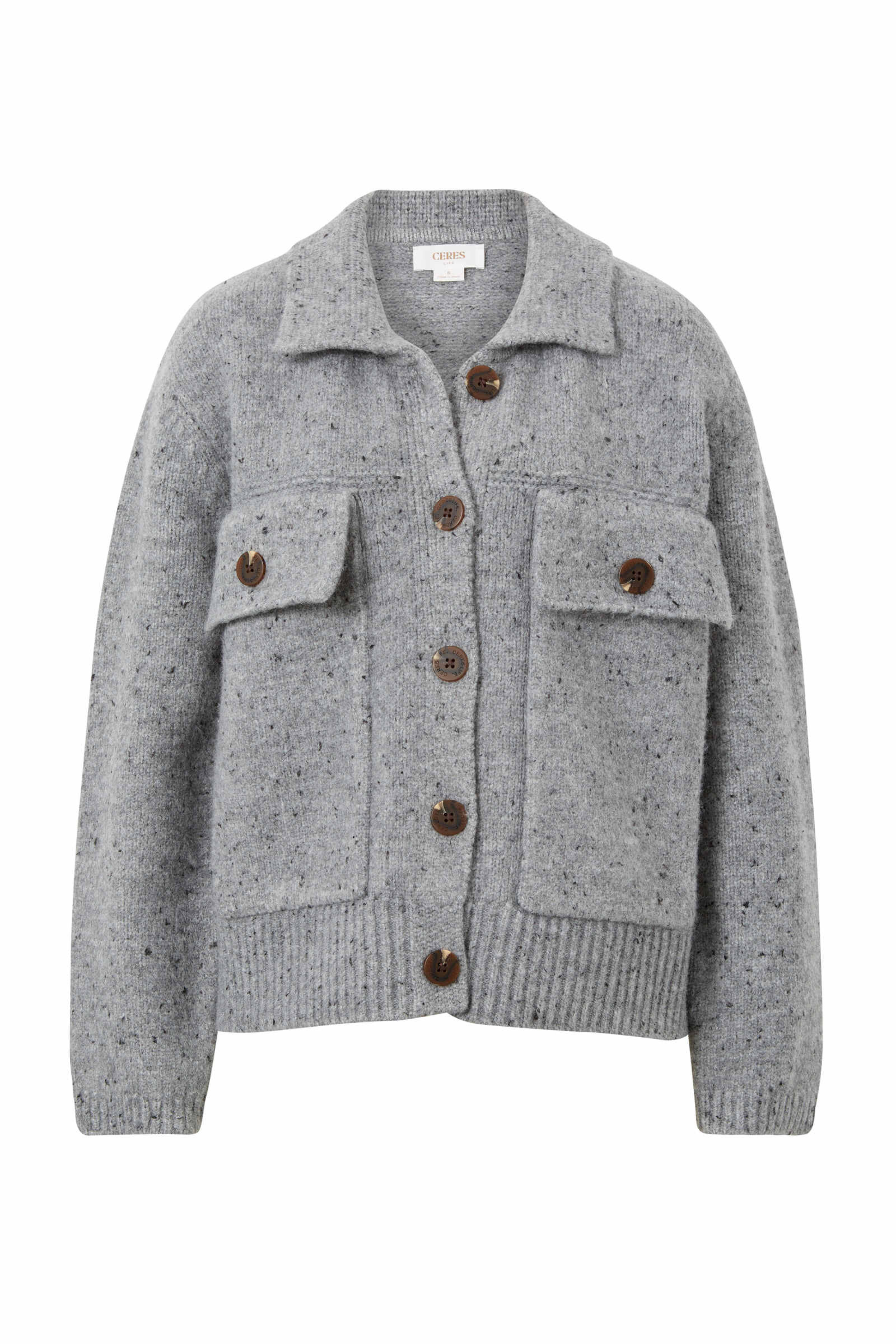 Knit Bomber Cardi - Grey
