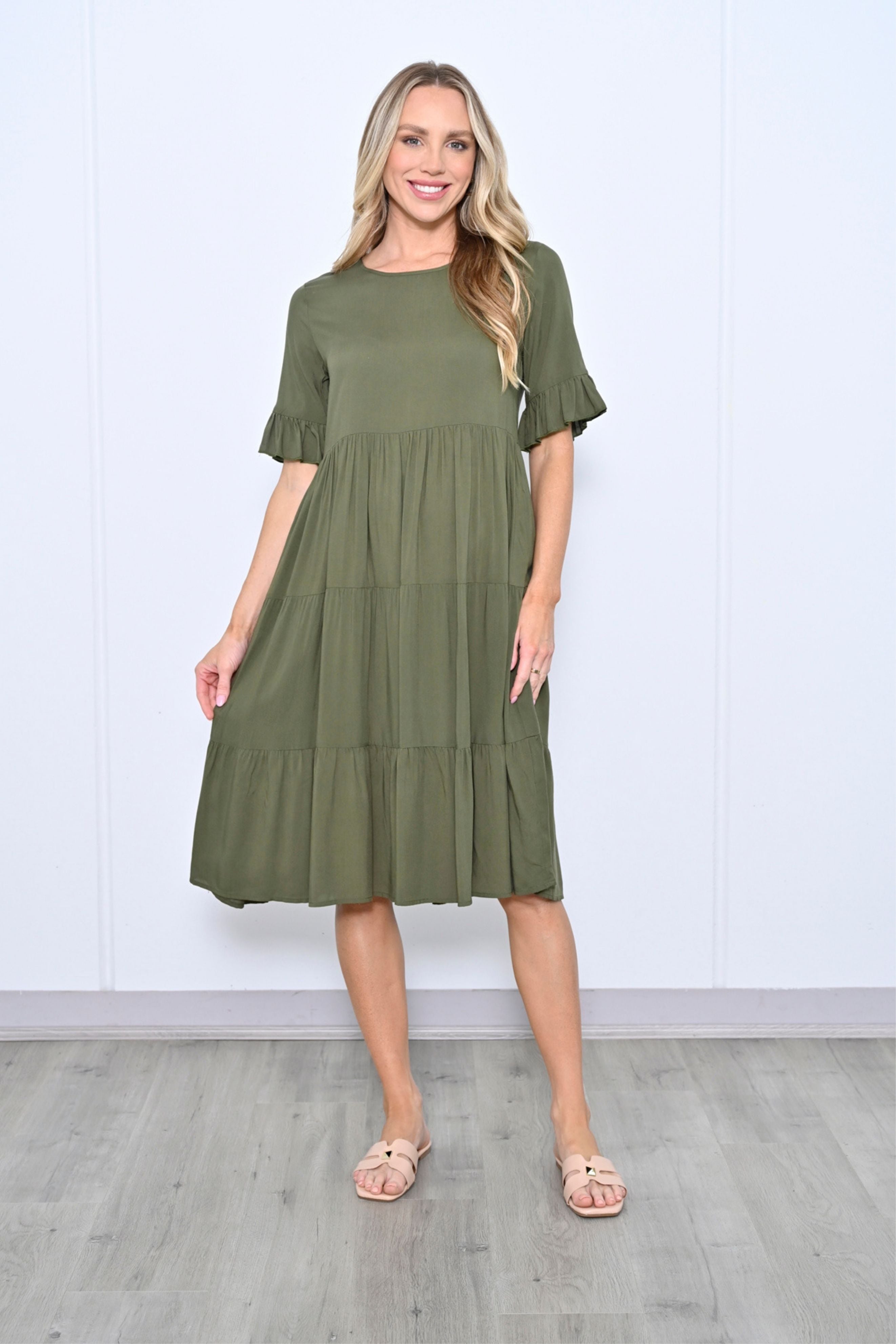 TESSA Midi Dress in Khaki