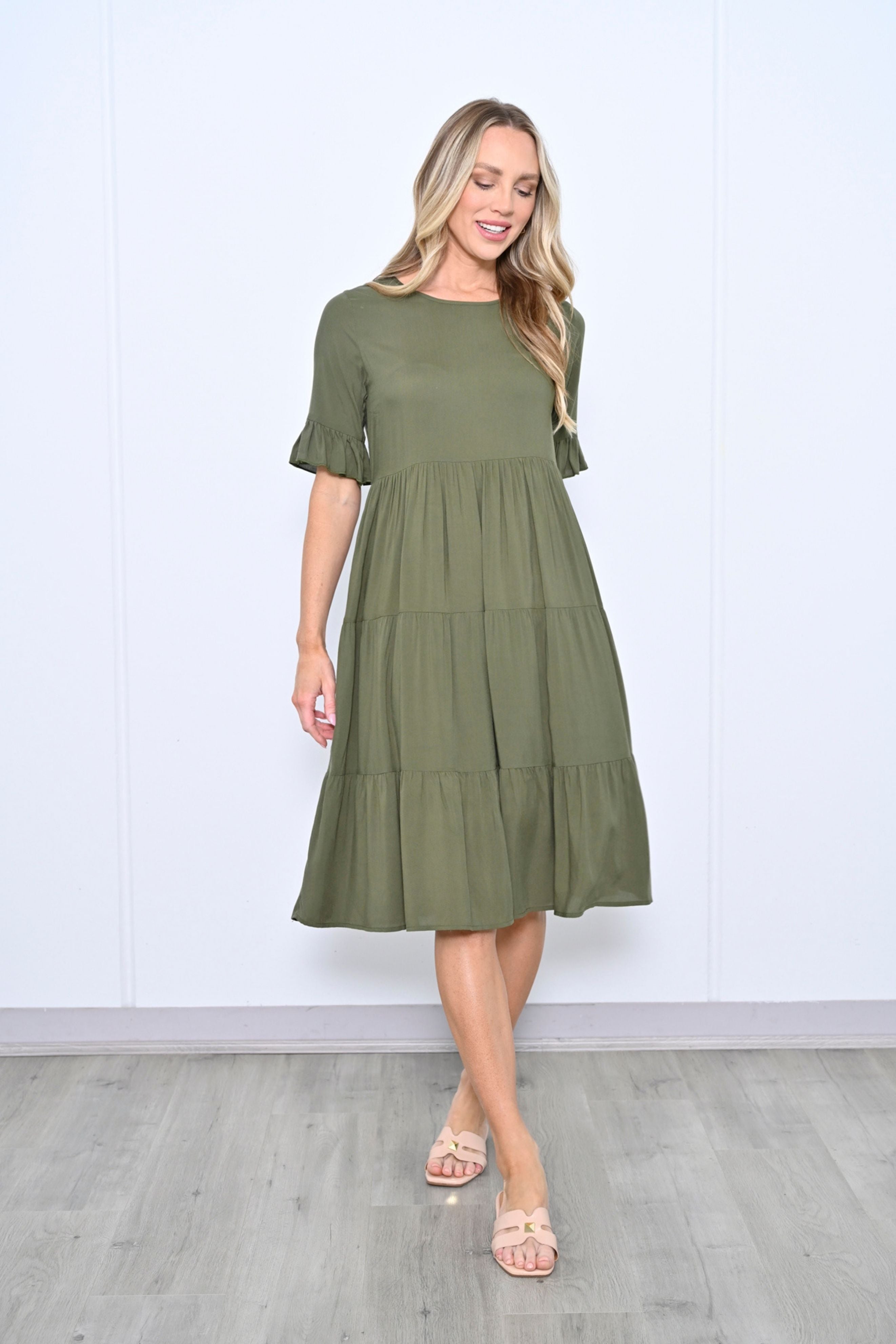 TESSA Midi Dress in Khaki