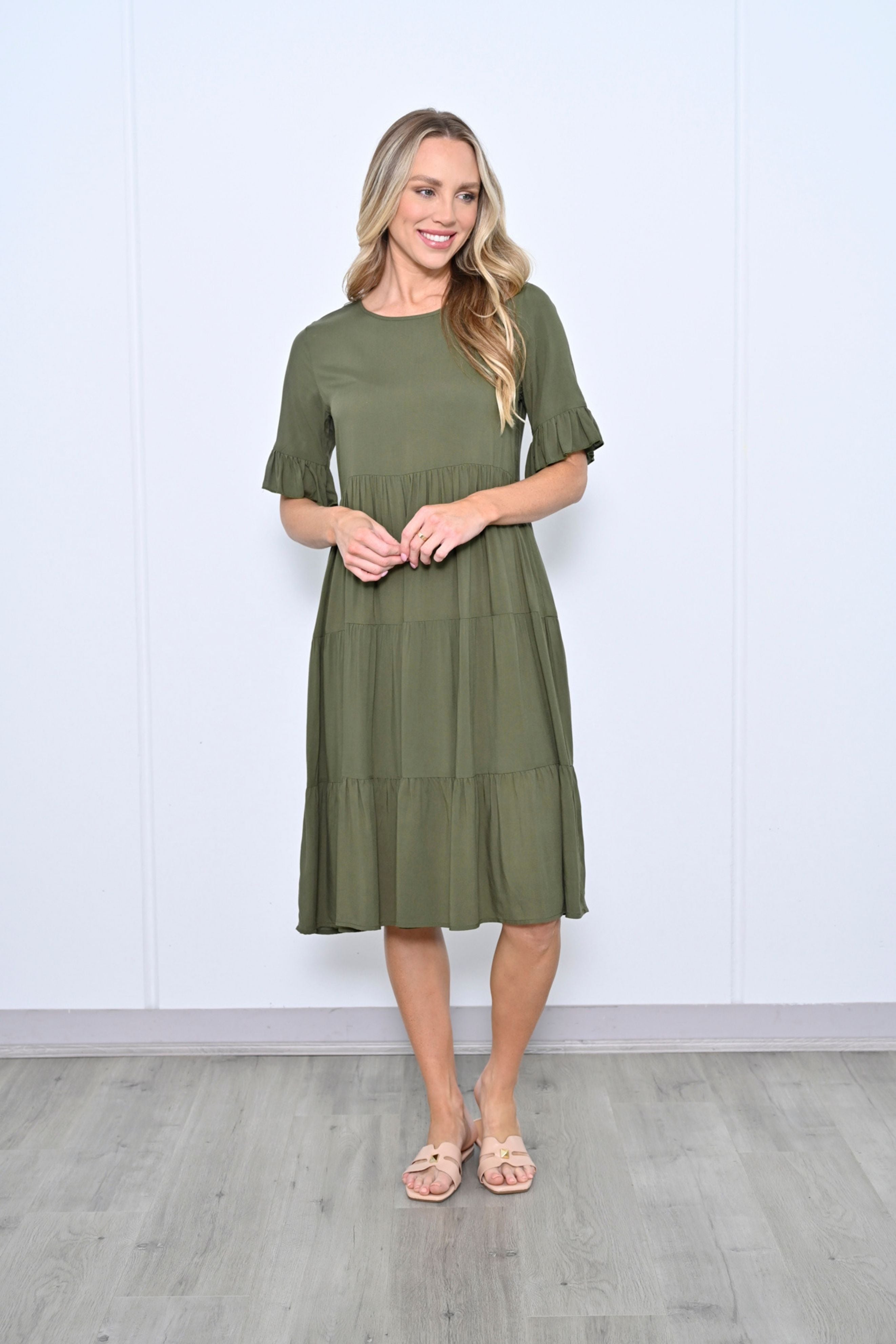 TESSA Midi Dress in Khaki