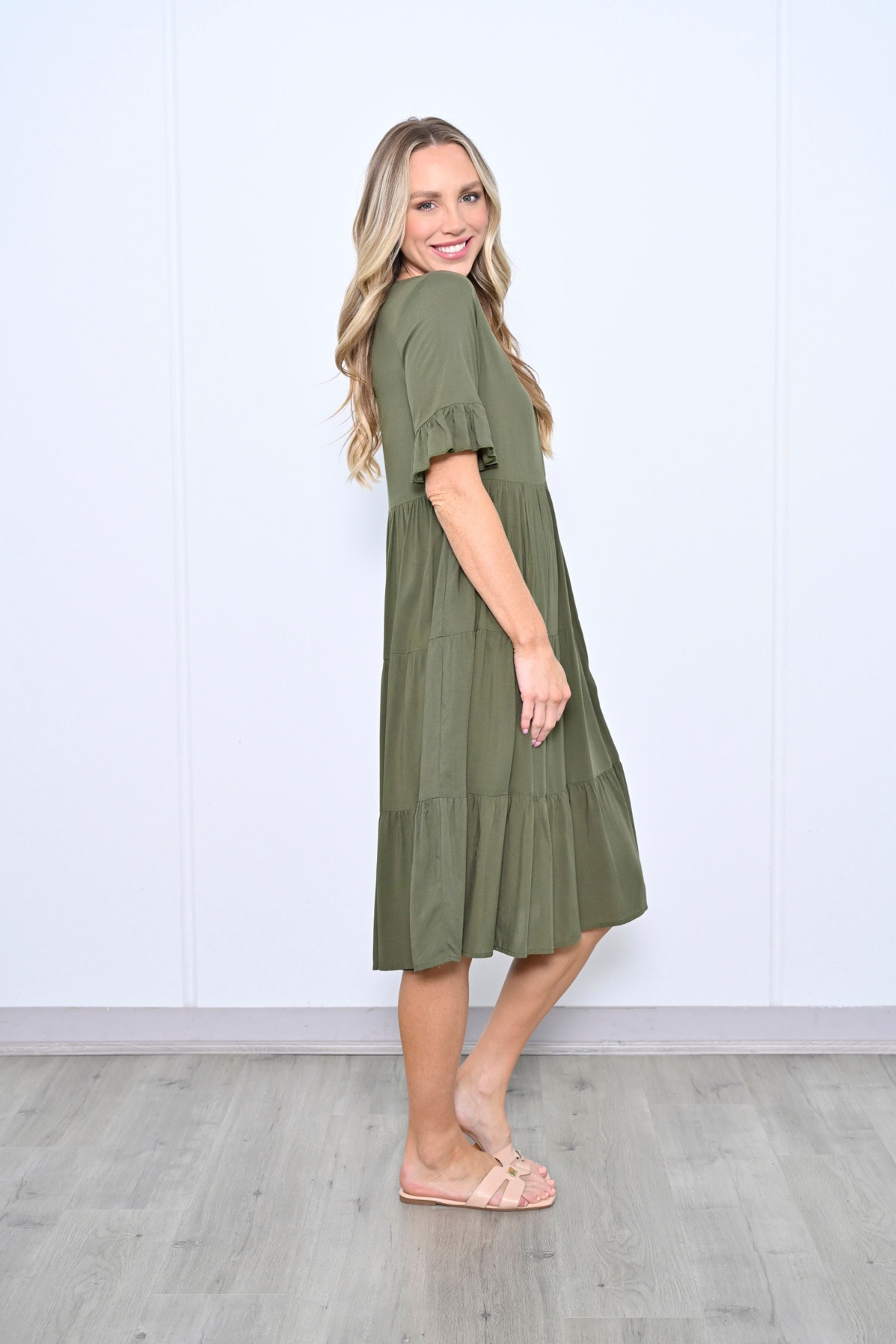 TESSA Midi Dress in Khaki