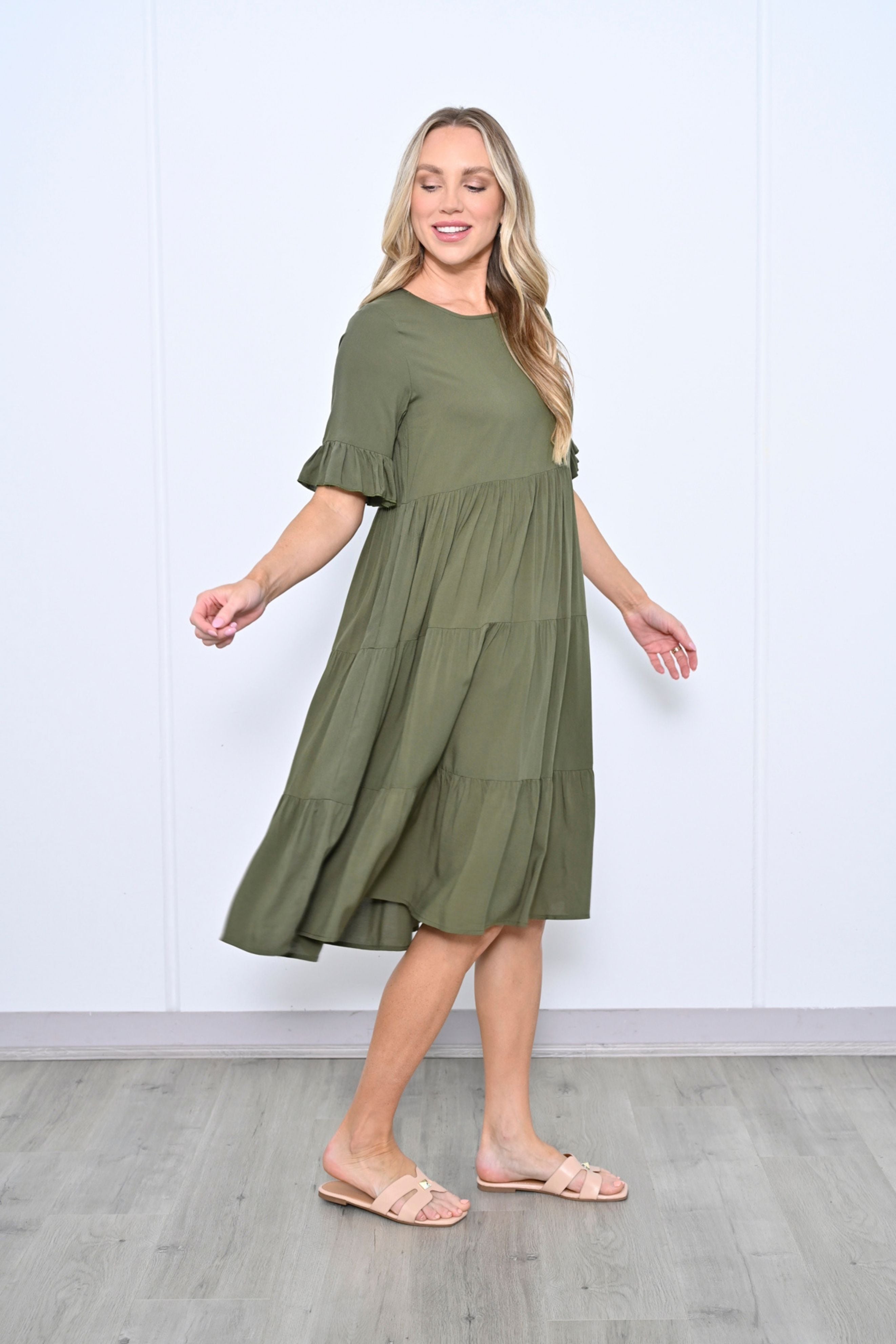 TESSA Midi Dress in Khaki