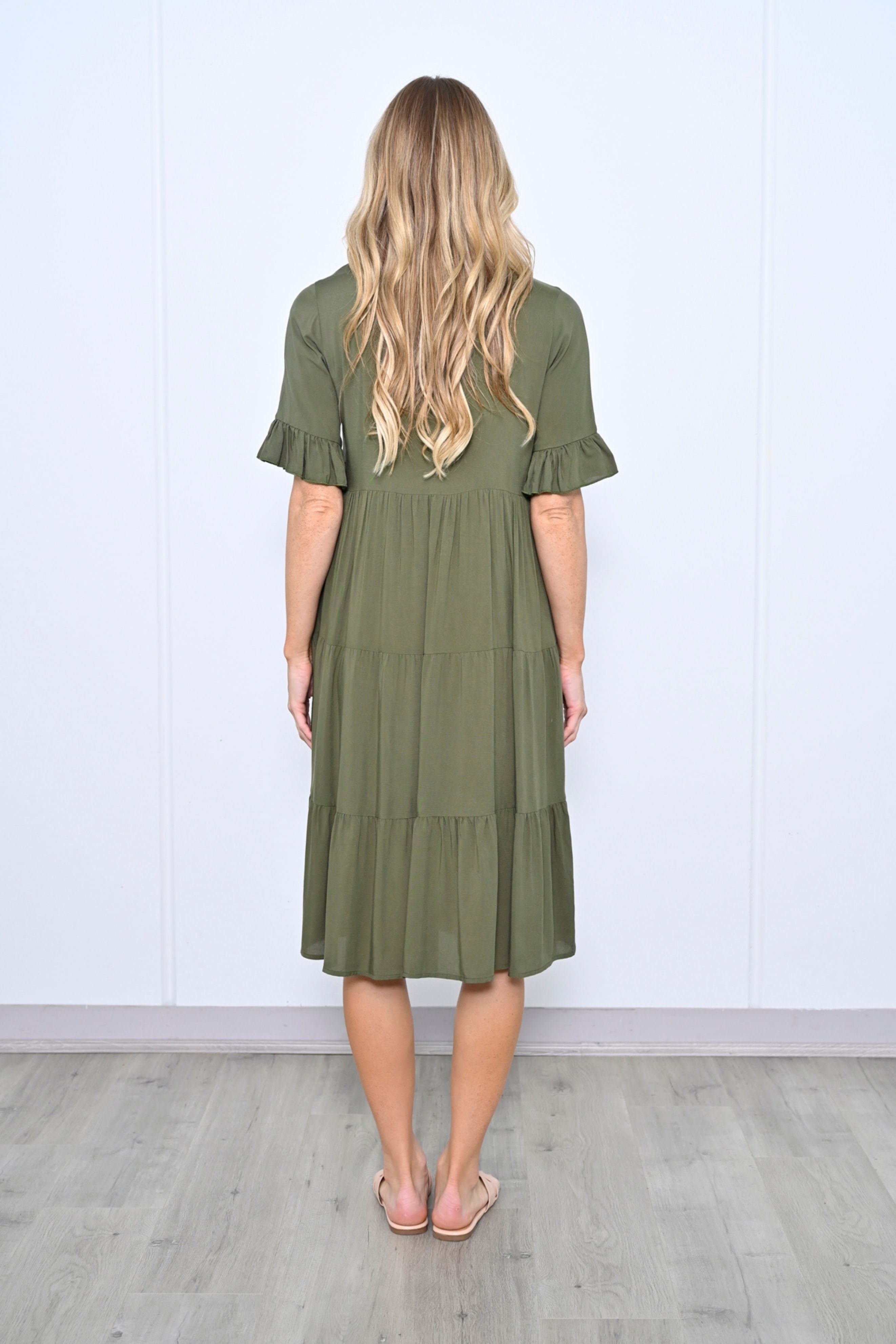 TESSA Midi Dress in Khaki