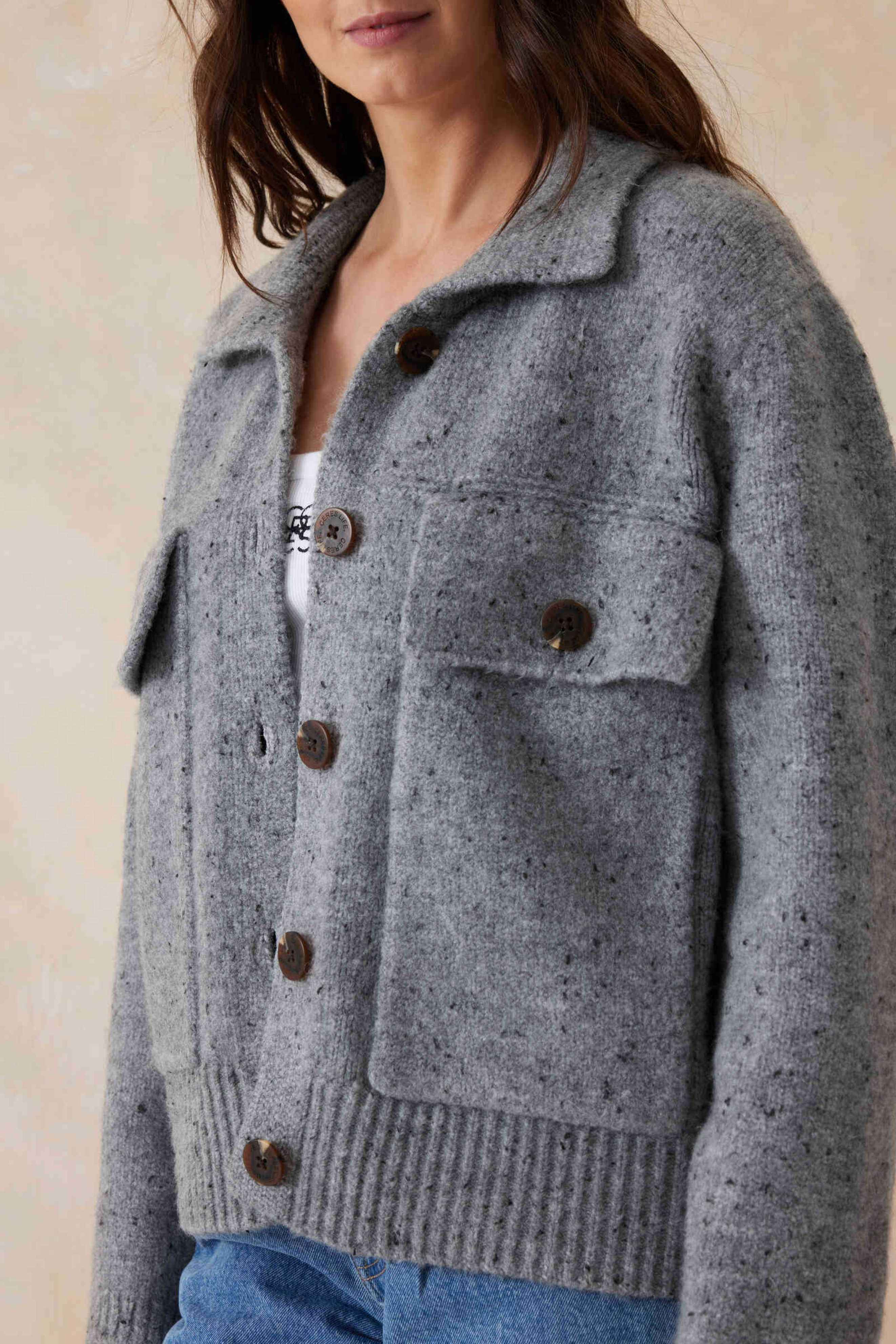 Knit Bomber Cardi - Grey