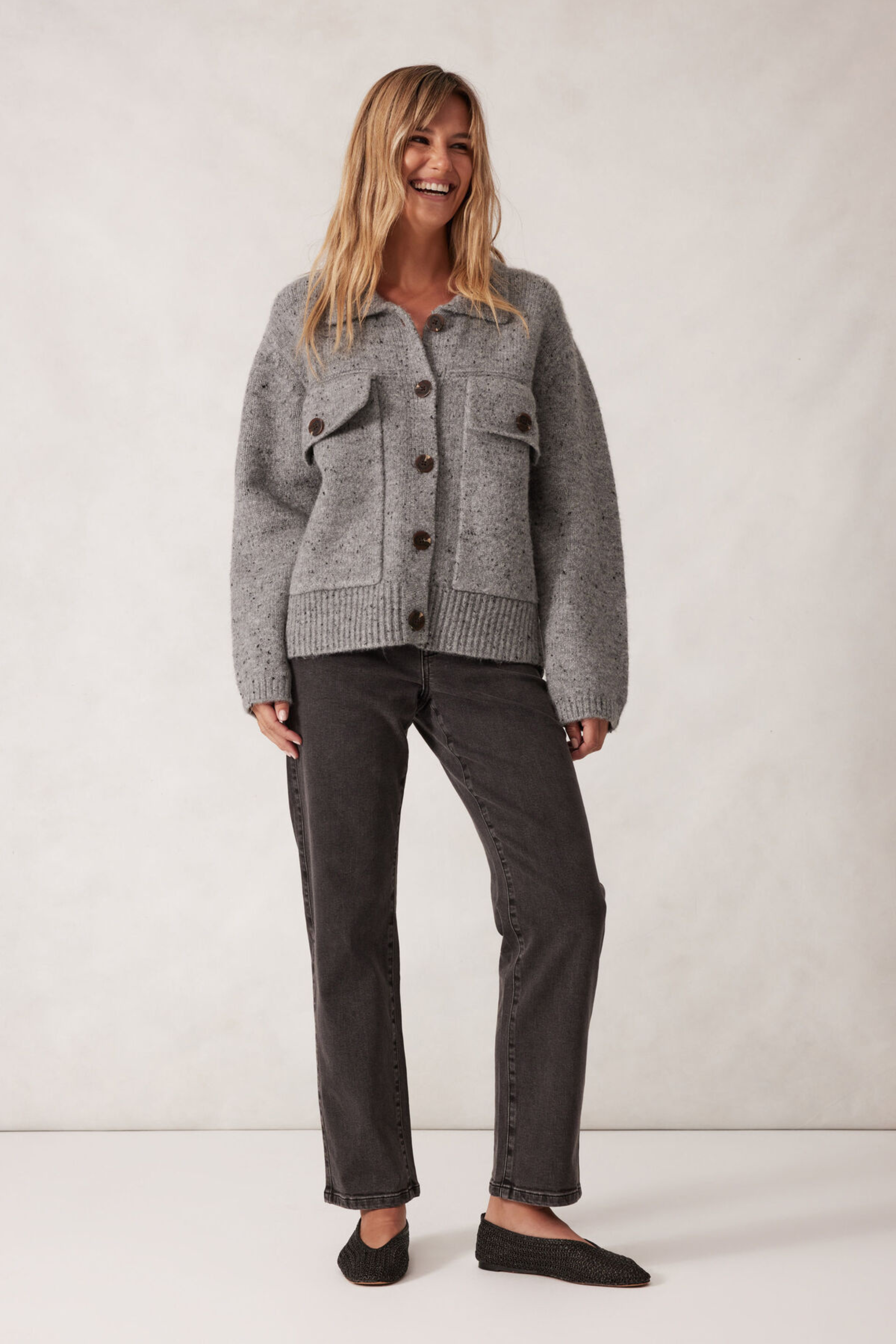 Knit Bomber Cardi - Grey