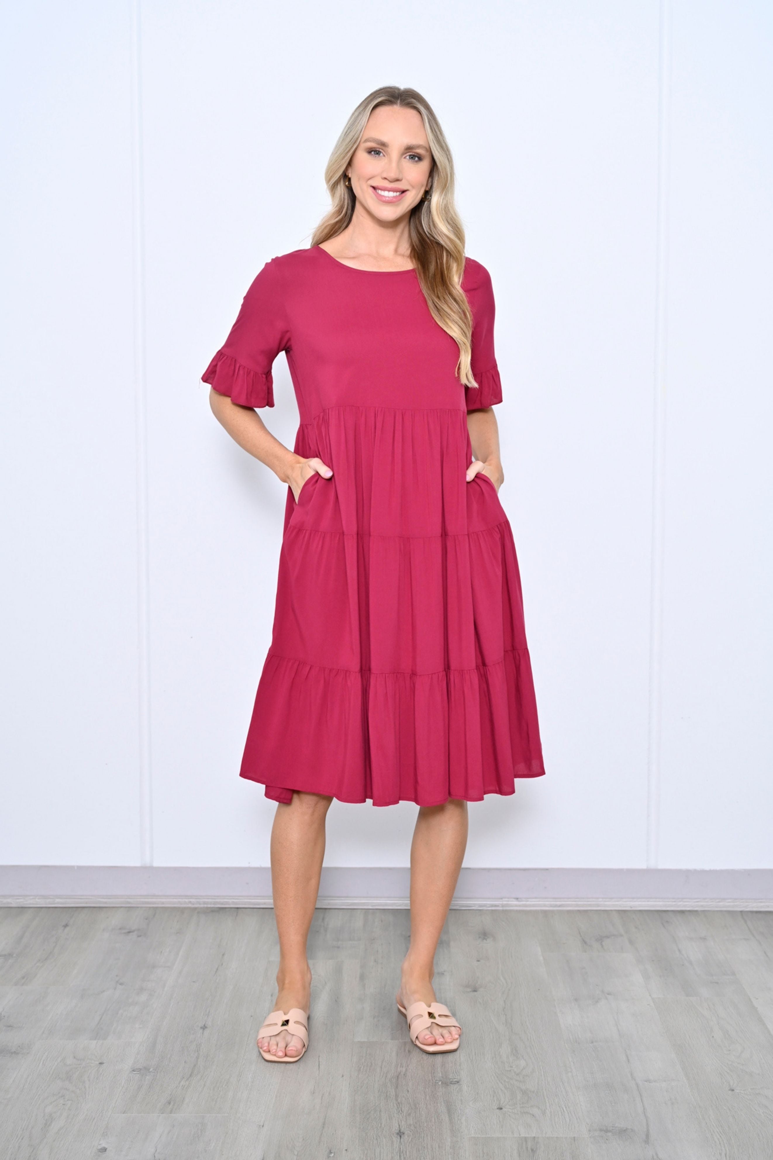TESSA Midi Dress in Mulberry