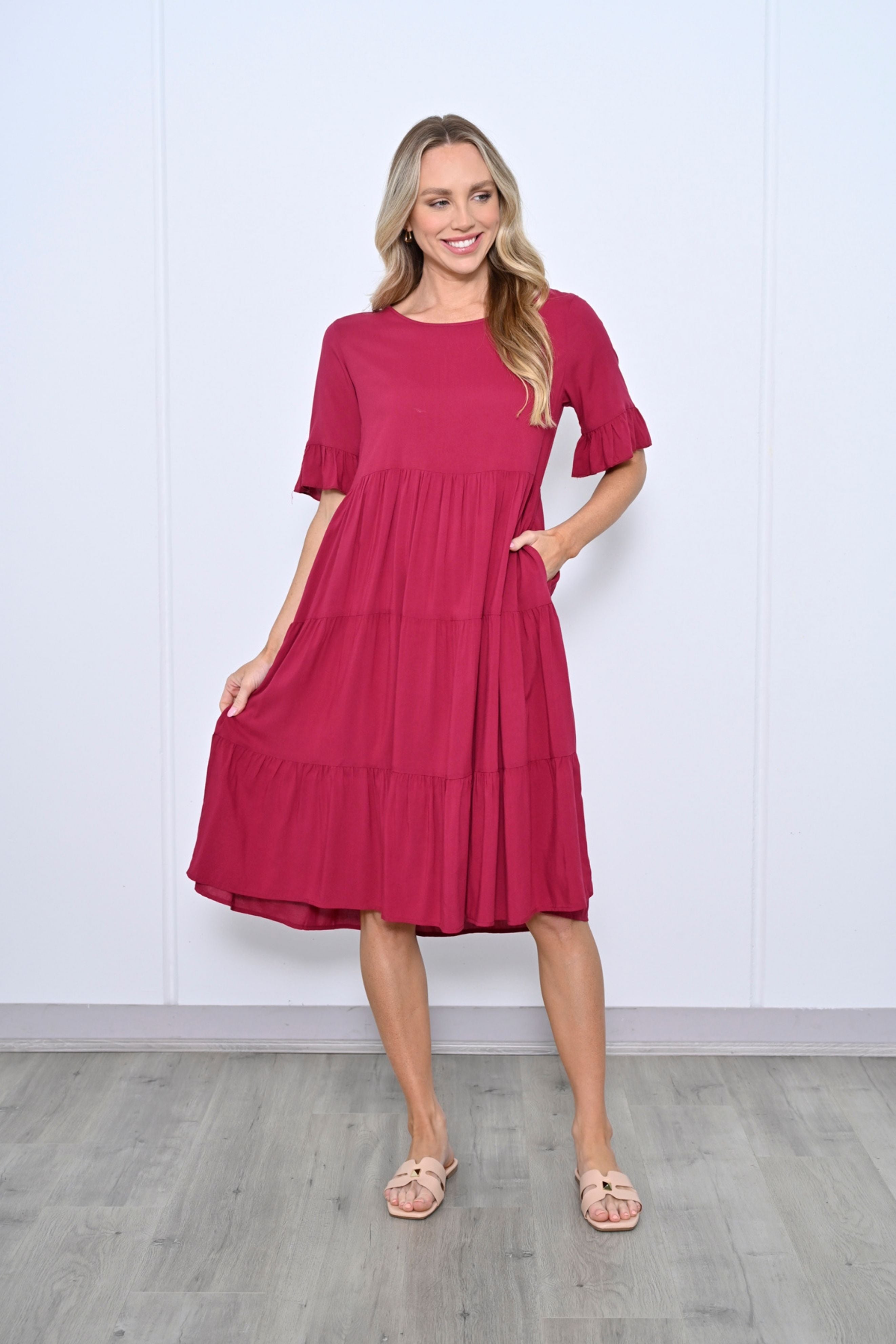 TESSA Midi Dress in Mulberry