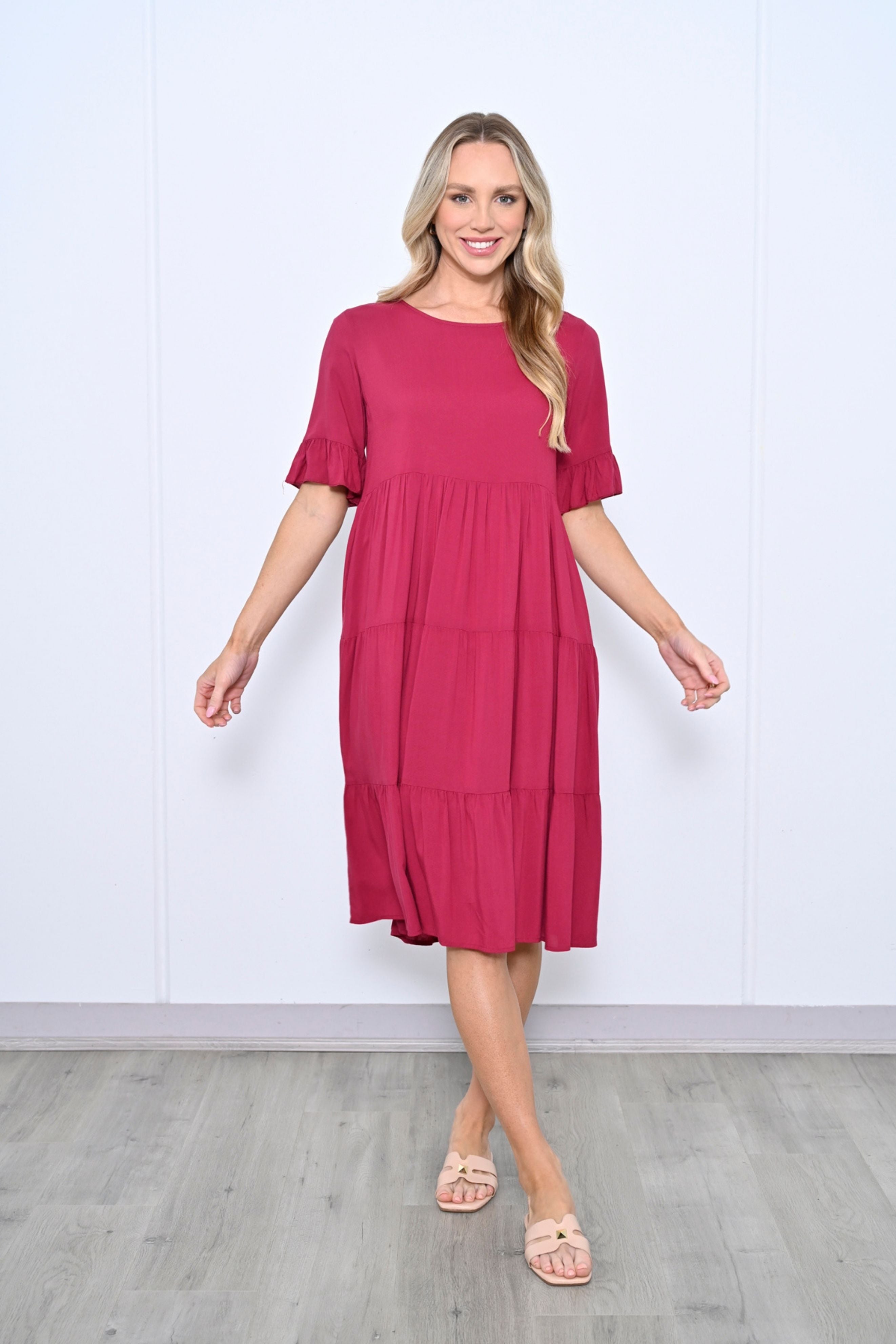 TESSA Midi Dress in Mulberry