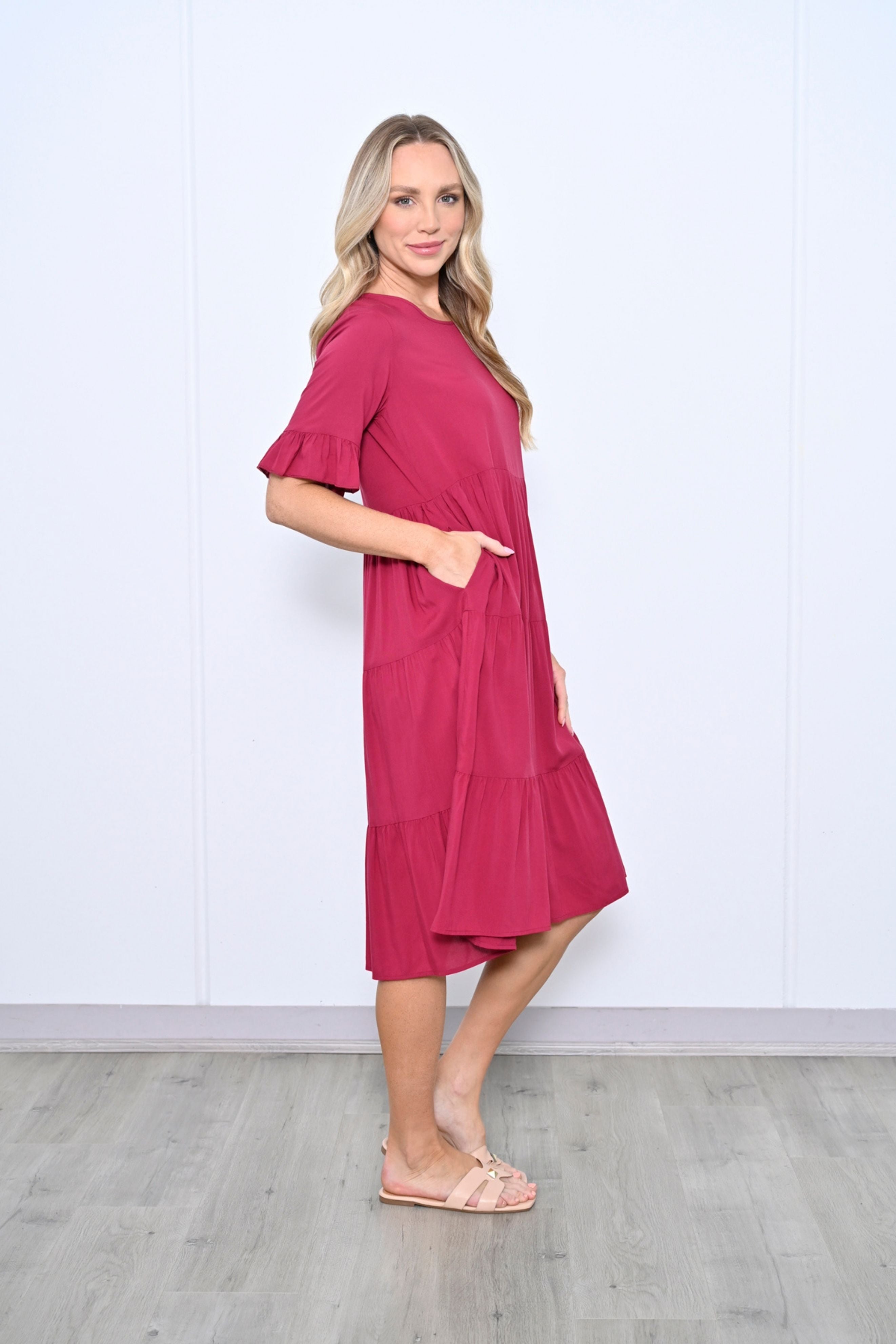 TESSA Midi Dress in Mulberry