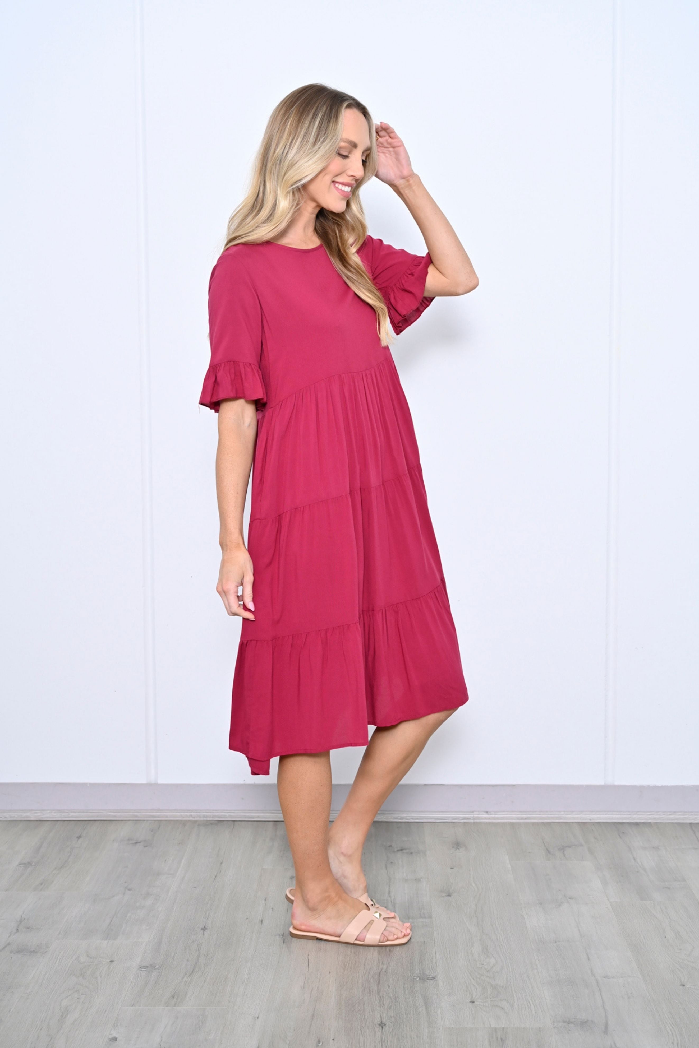 TESSA Midi Dress in Mulberry