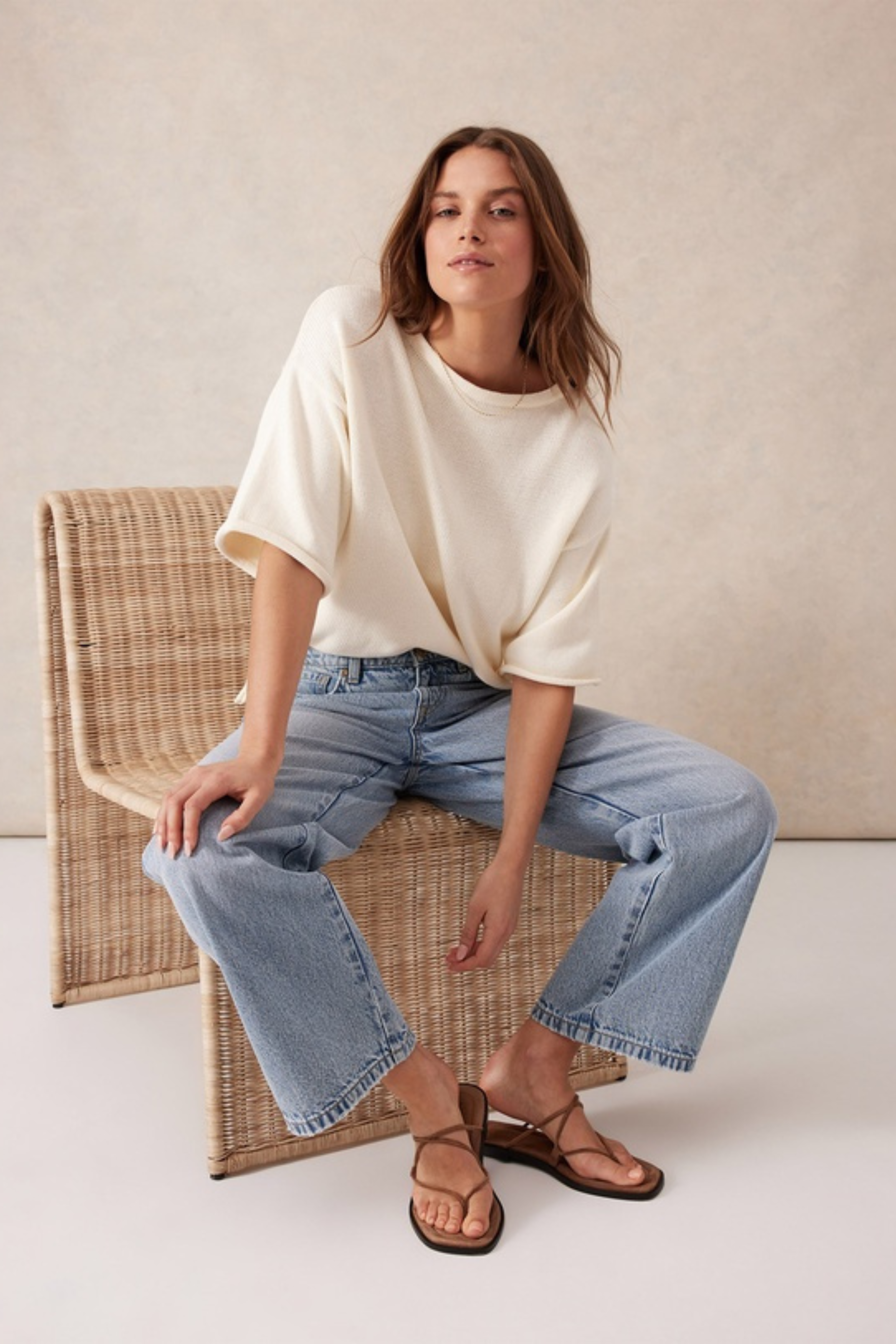 Frankie Loose Straight Jean - Mid Blue Wash