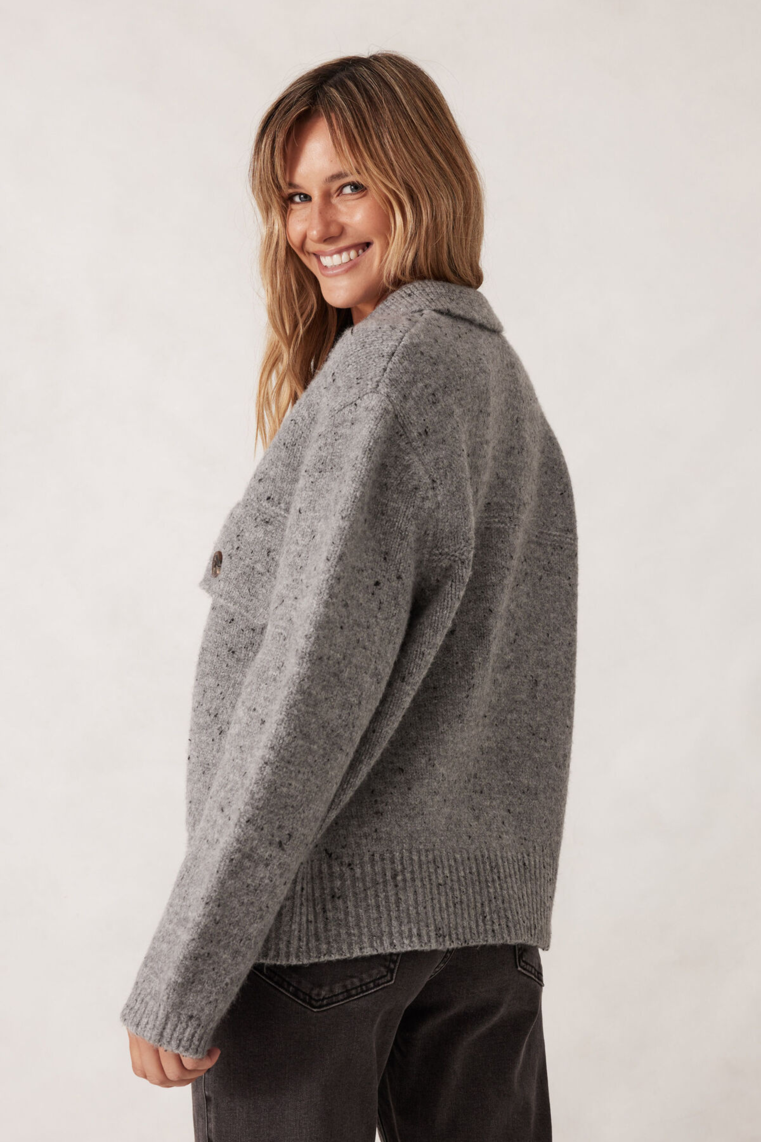 Knit Bomber Cardi - Grey