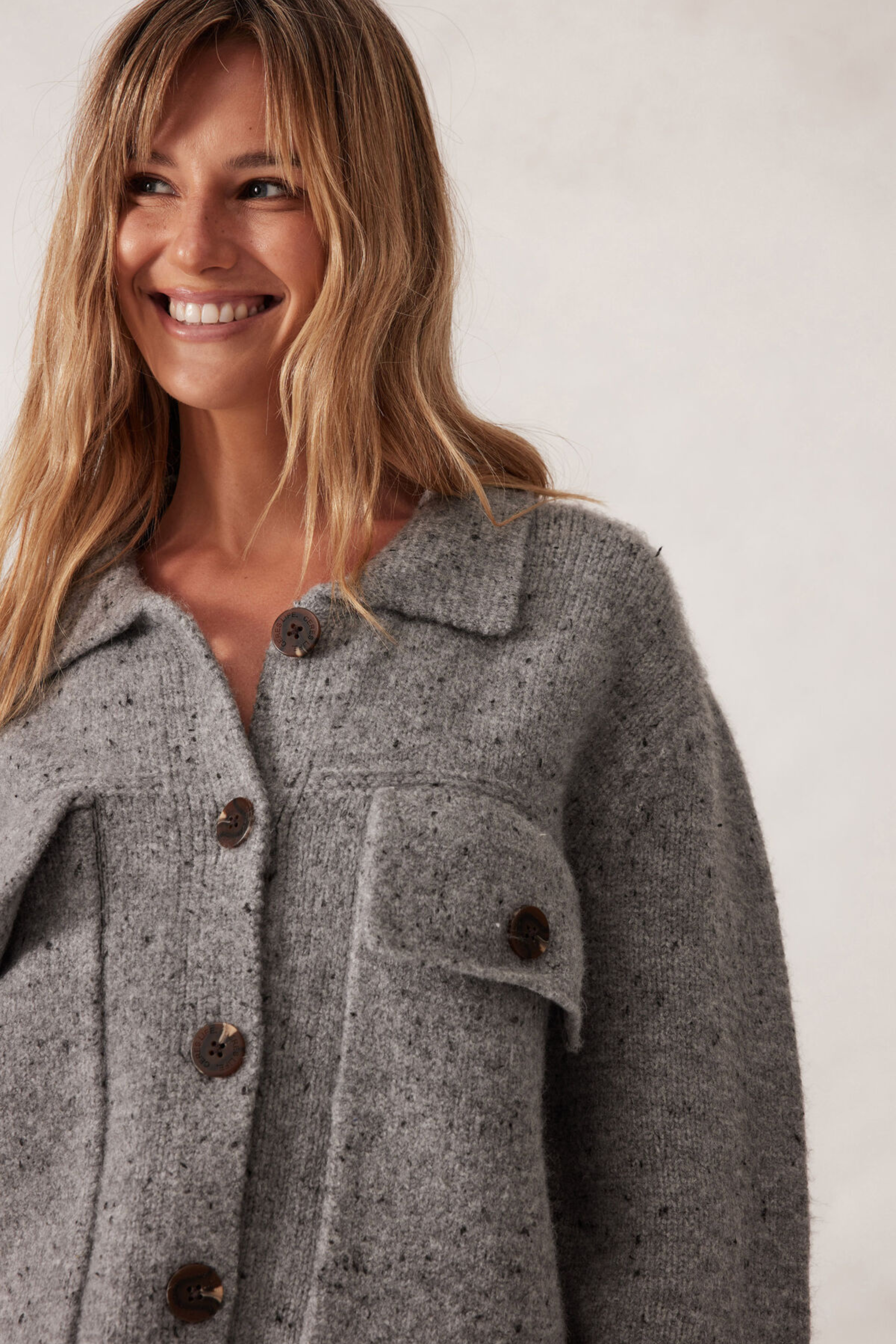 Knit Bomber Cardi - Grey