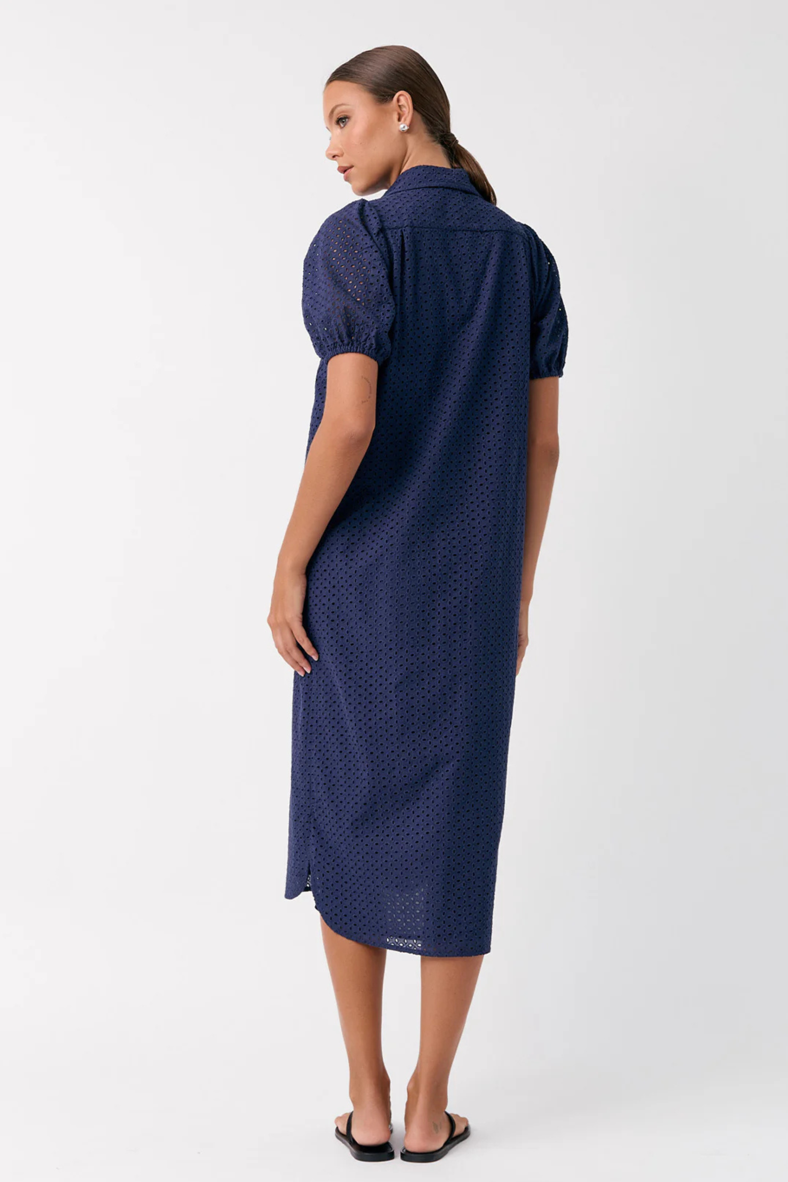 Harriet Broderie Anglaise Dress in Navy