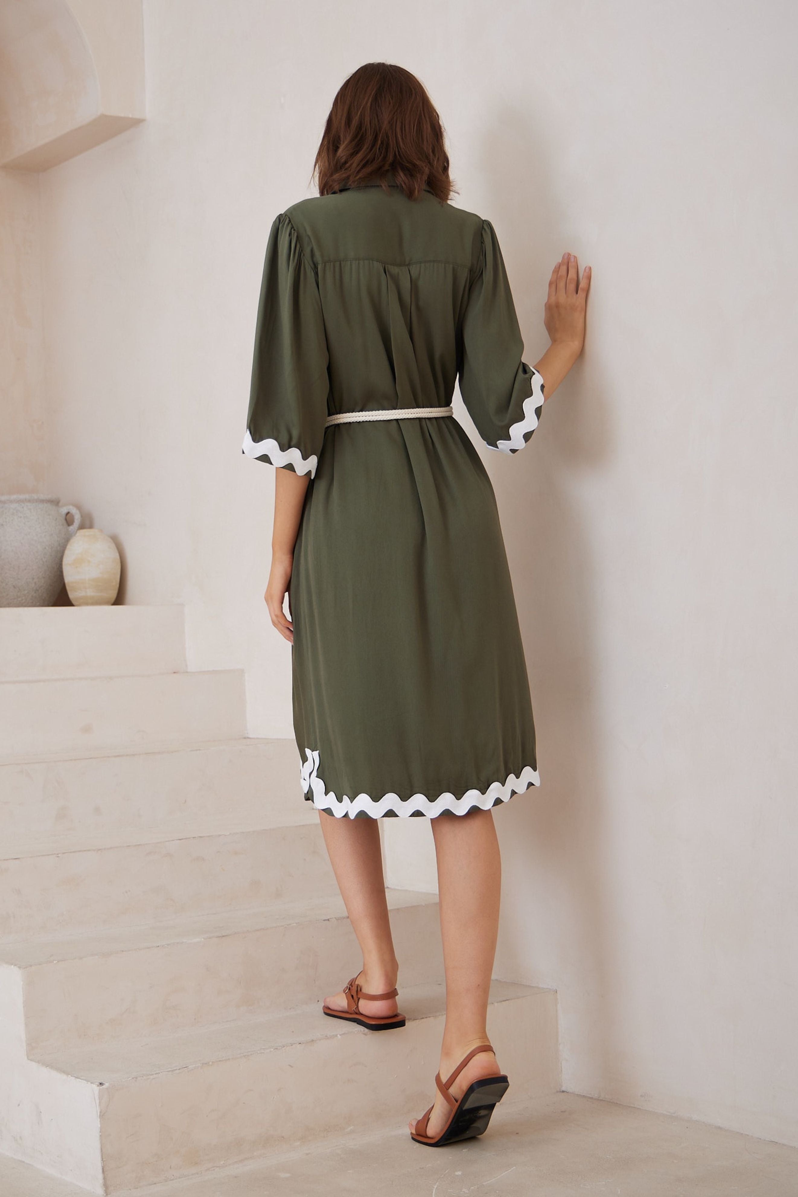 Georgia Midi Dress in Khaki