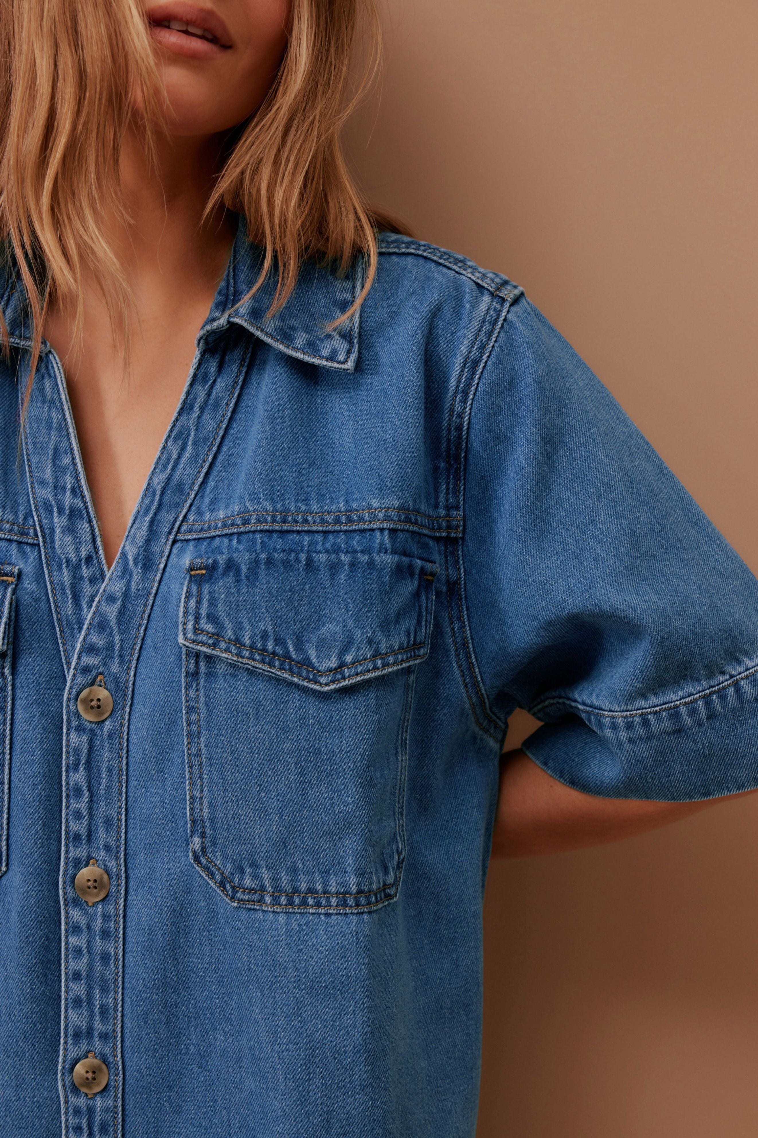 Sammy Relaxed Shirt Dress in Fresh Indigo