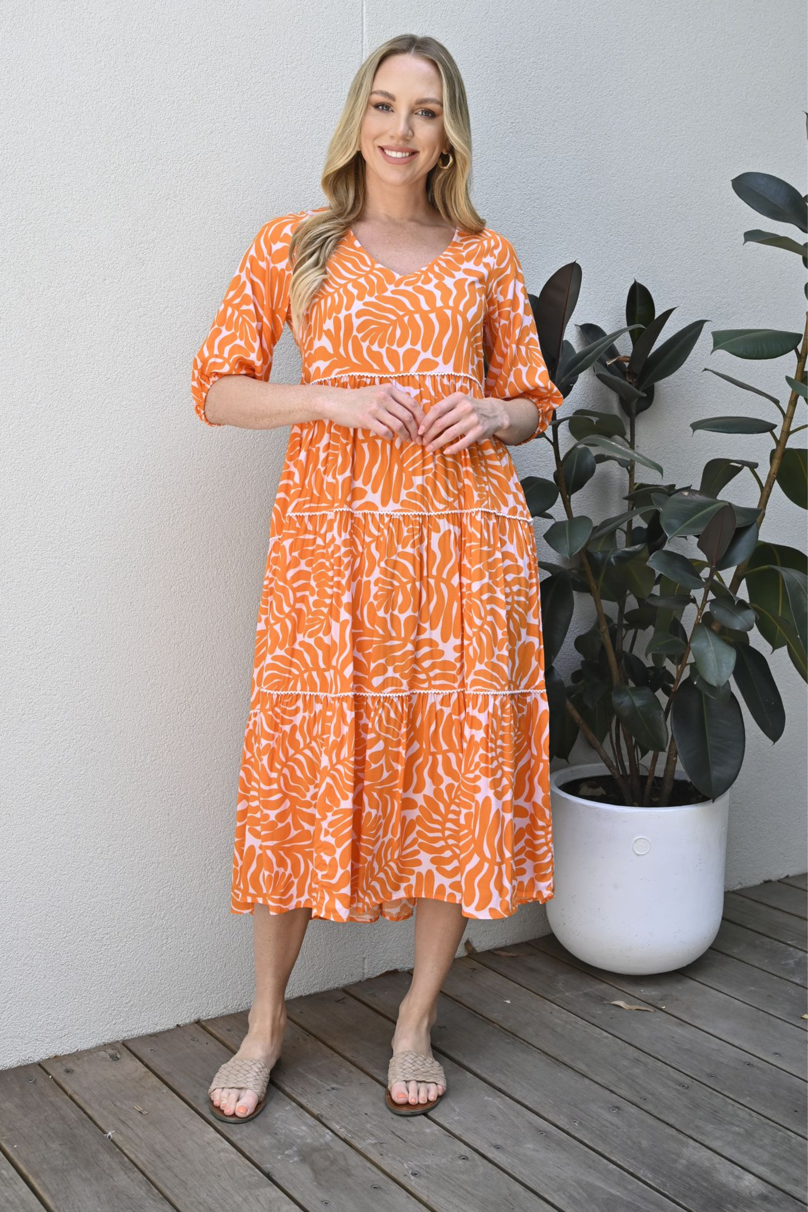 TAMSIN Midi Dress in Orange