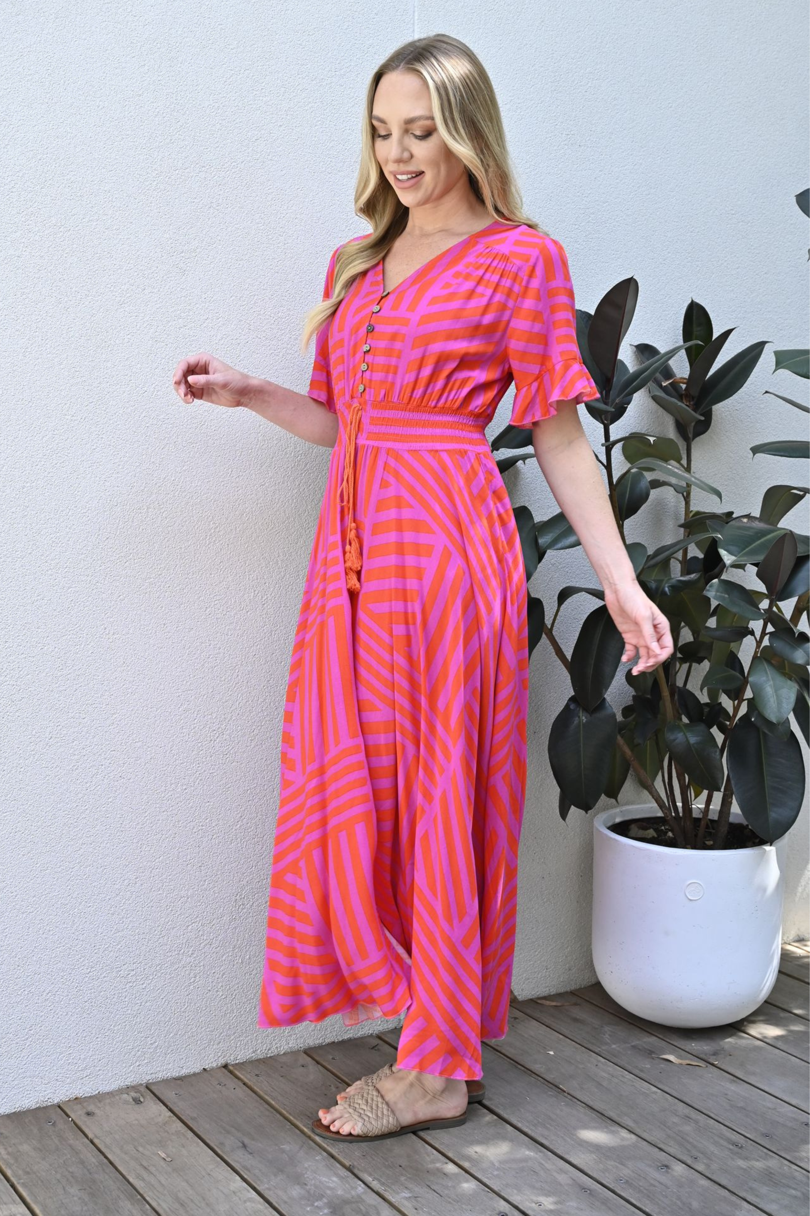 MARIANNE Maxi Dress in Pink and Orange