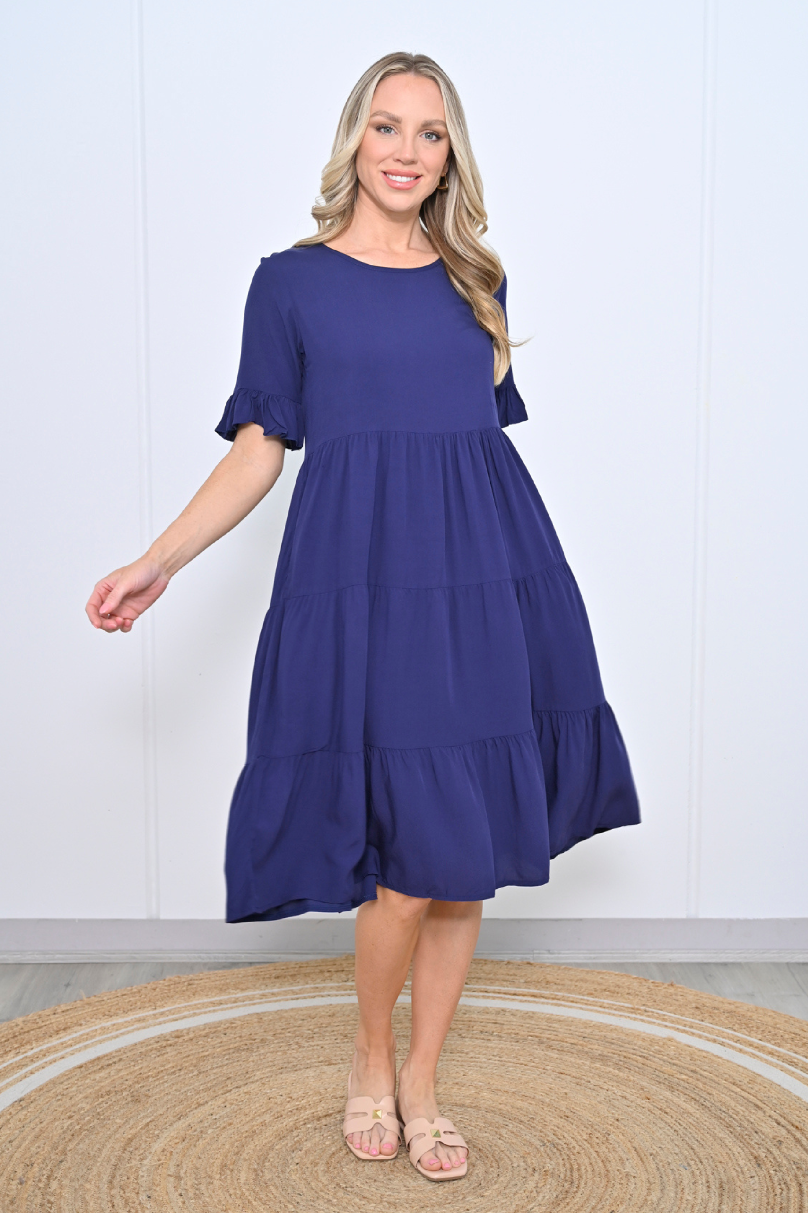 TESSA Midi Dress in Navy