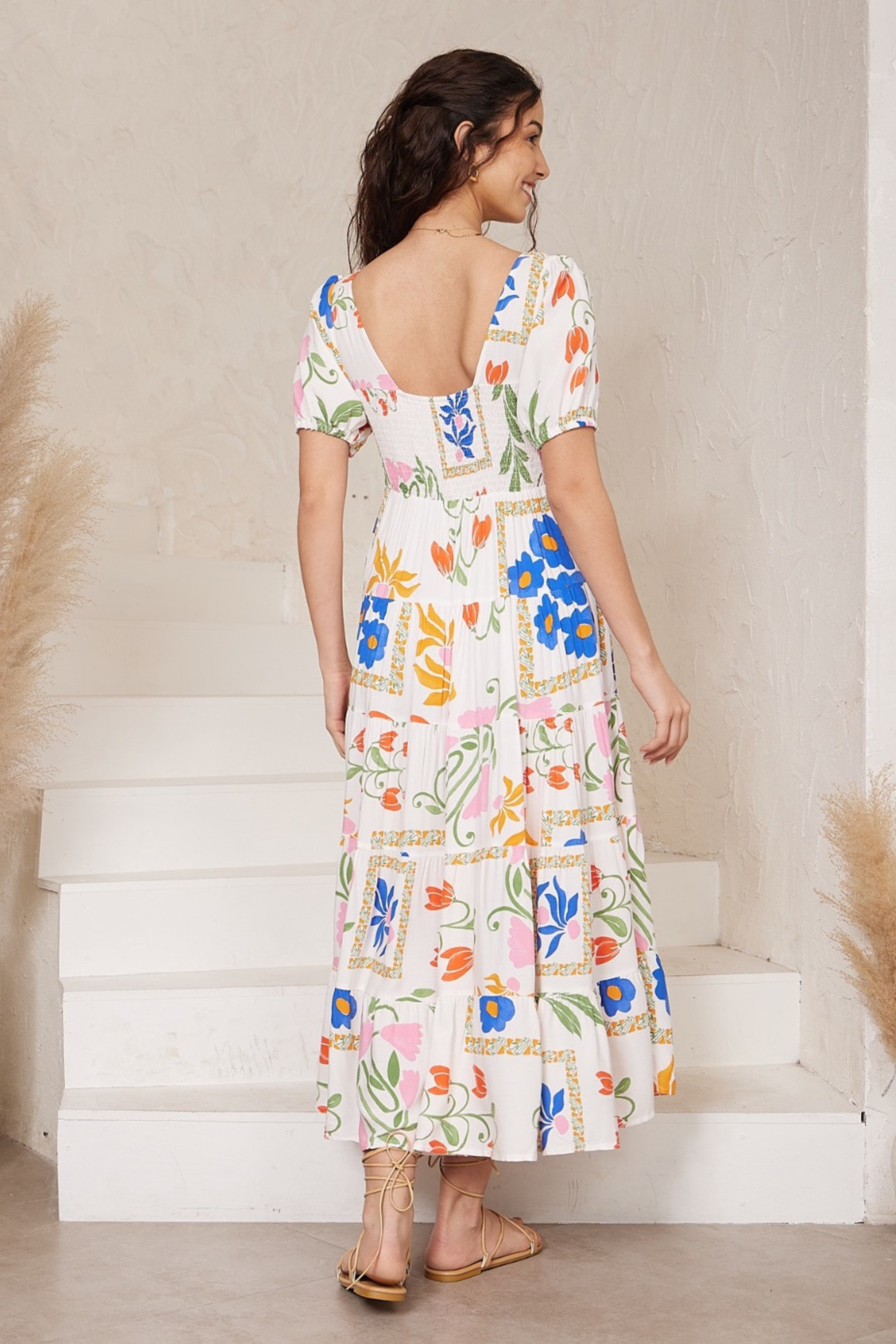CORELLI Midi Dress in Blooms Print
