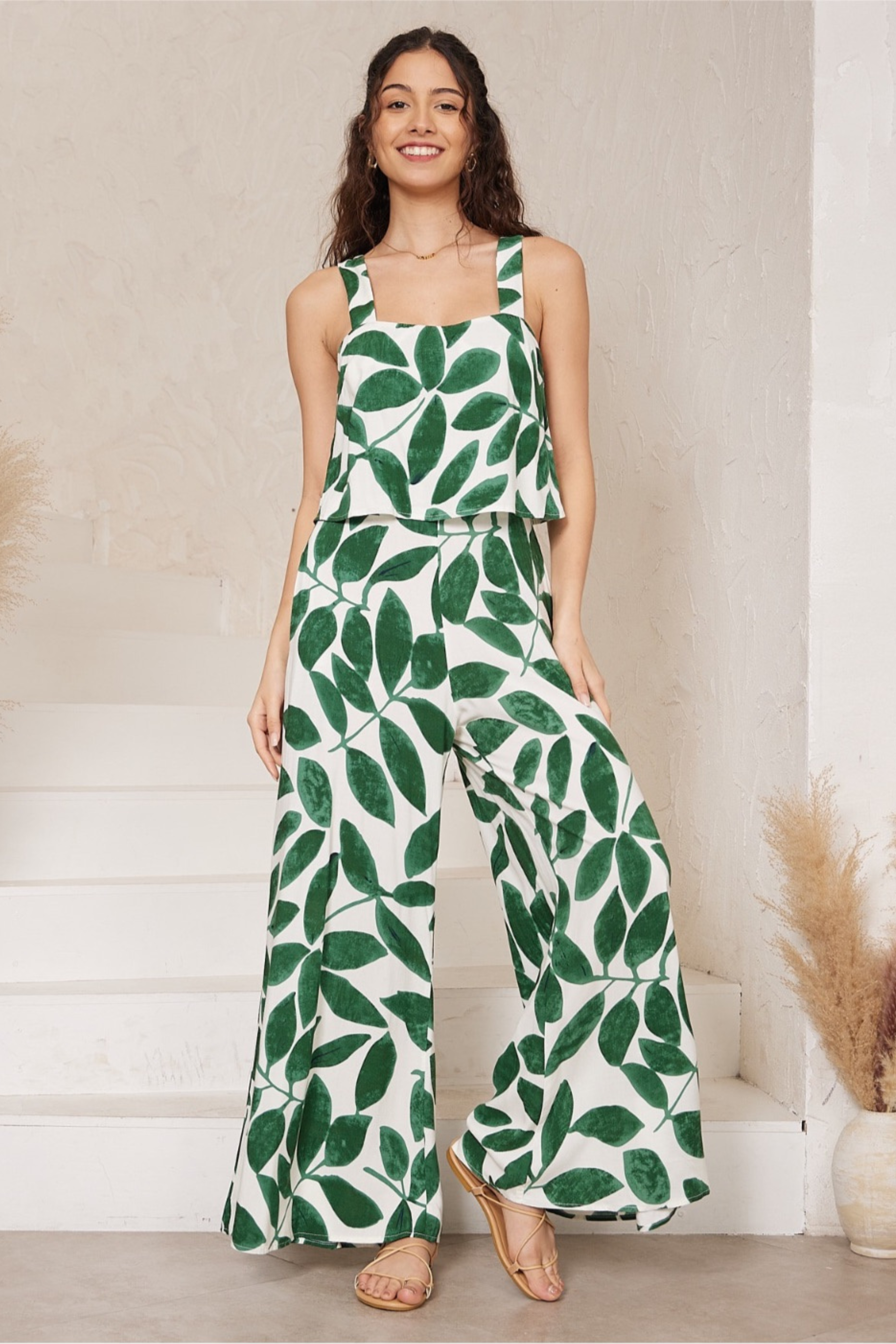 KOKO Jumpsuit in White and Green