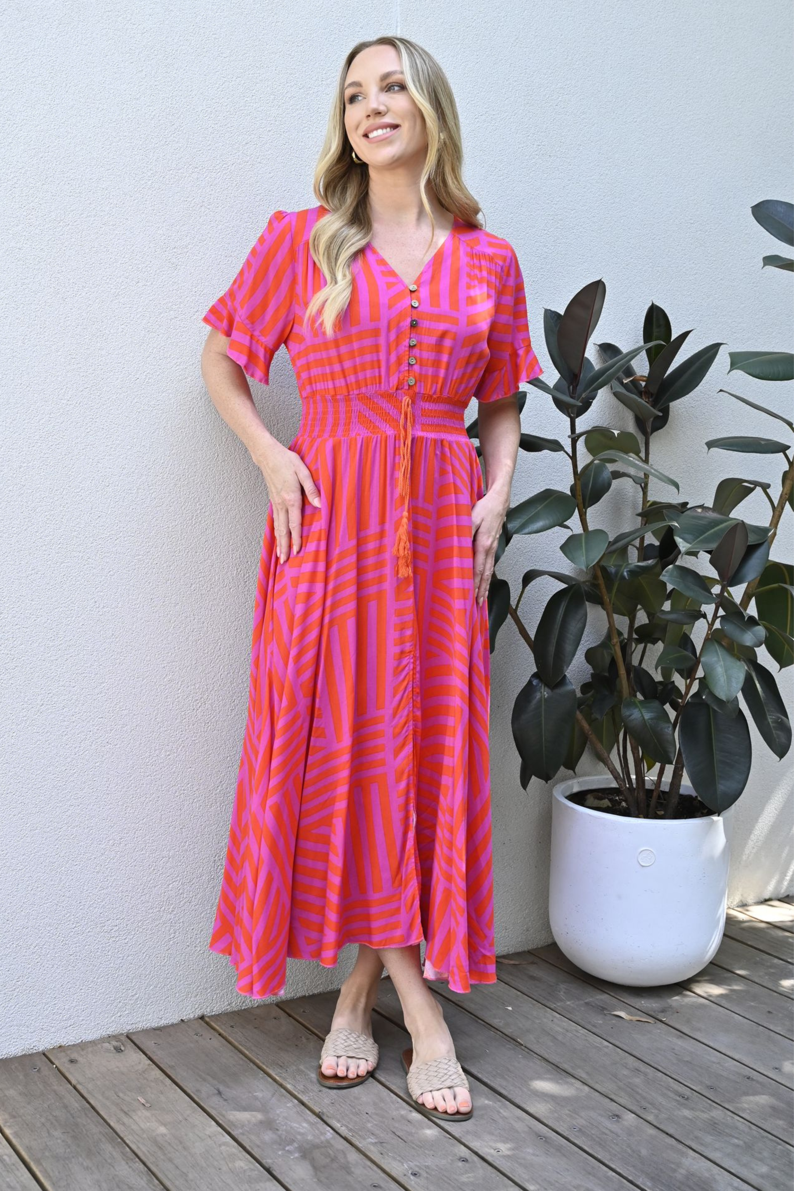 MARIANNE Maxi Dress in Pink and Orange