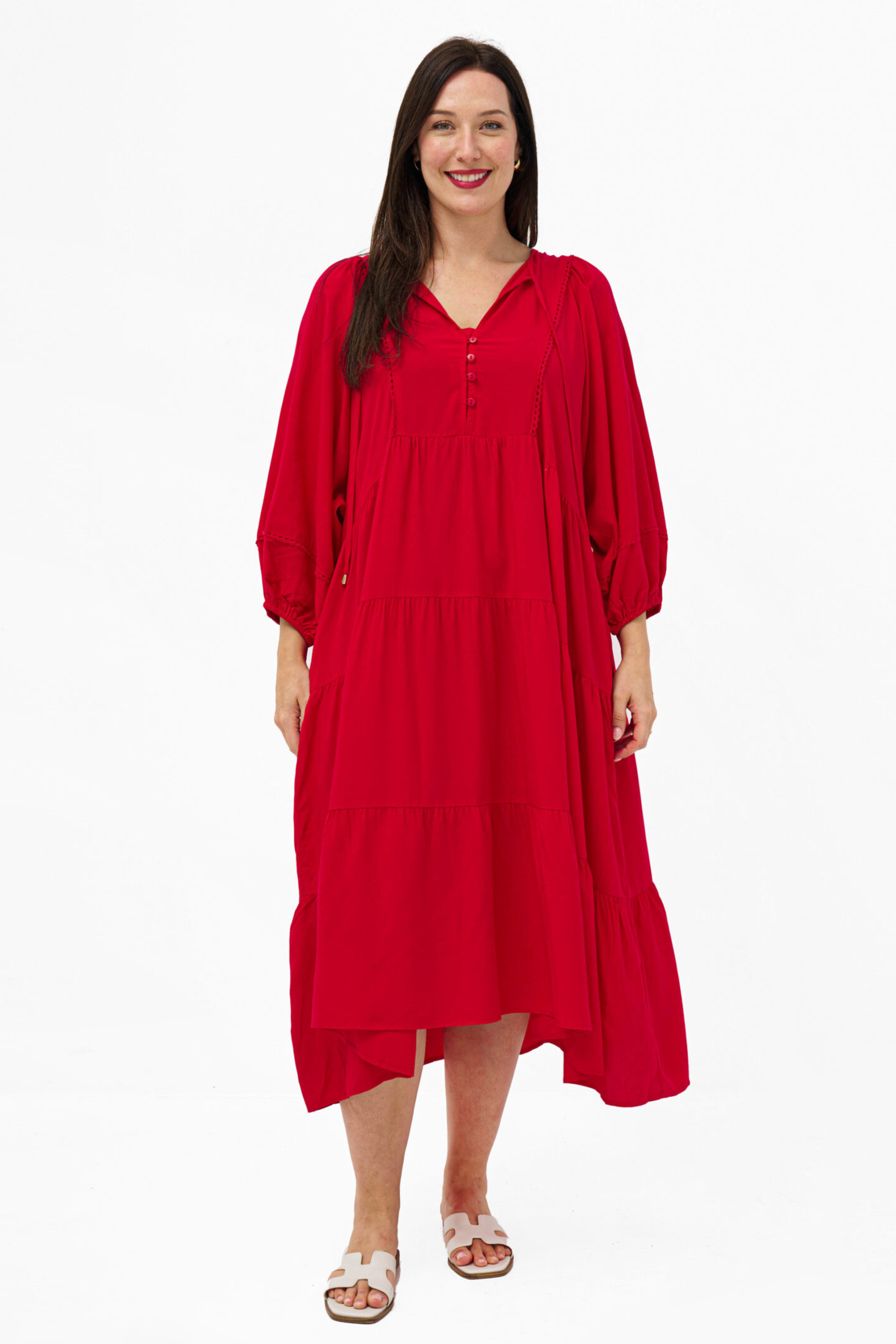 HATTIE Midi Dress in Red